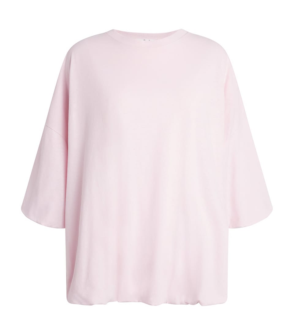 Acne Studios Womens Loose-Fit Cropped T-Shirt Baby Pink