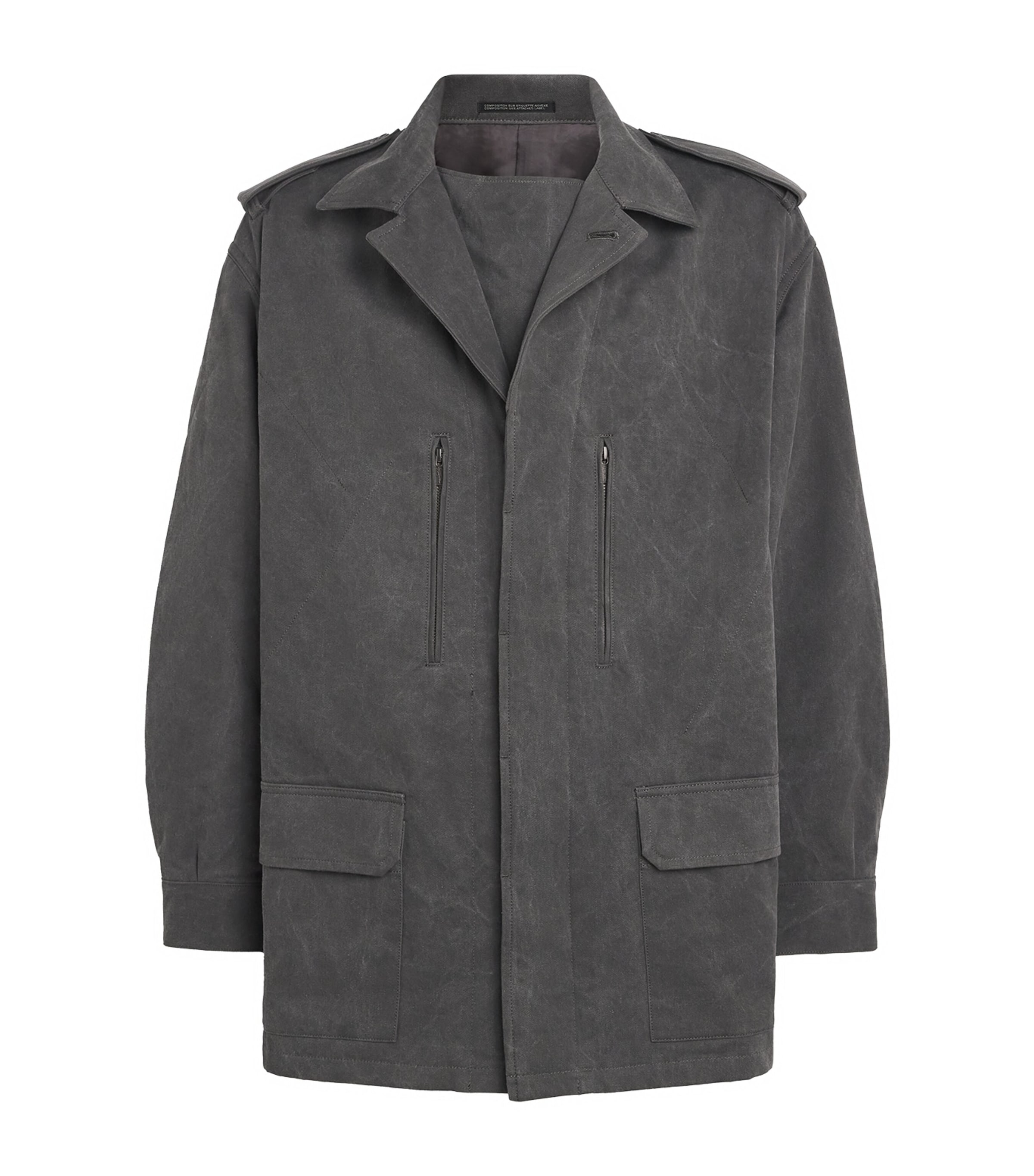 Yohji Yamamoto Mens Cotton Twill Padded Jacket Black