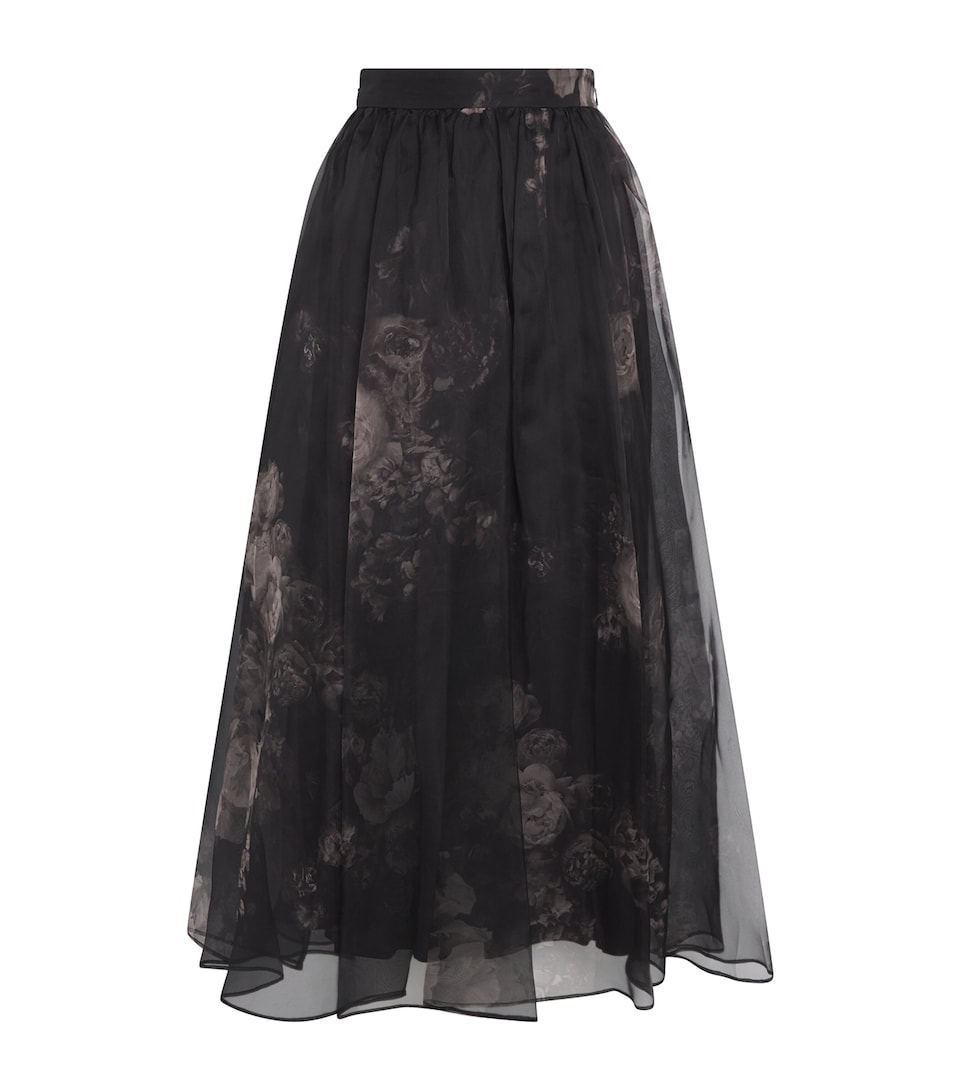 Silk Floral Hypnotic Maxi Skirt