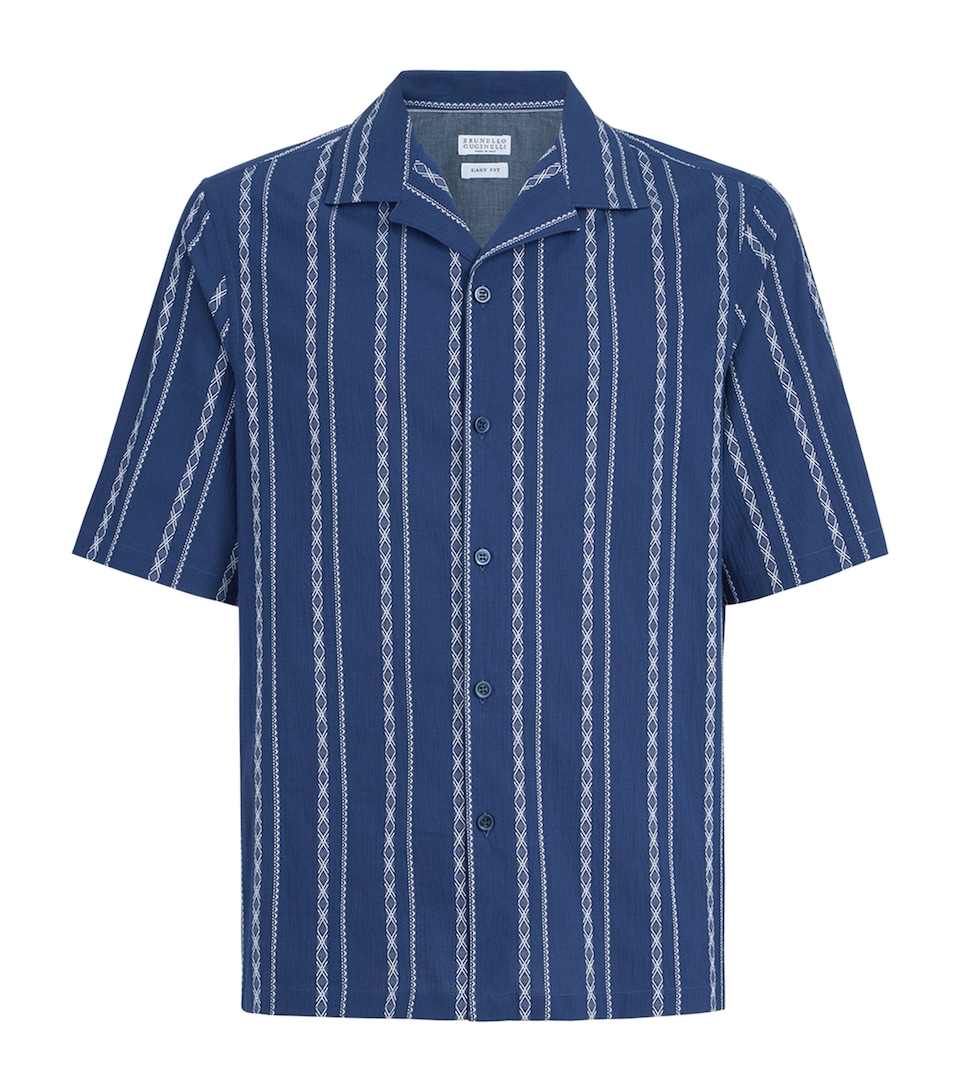 Stretch-Cotton Stripe Short-Sleeve Shirt