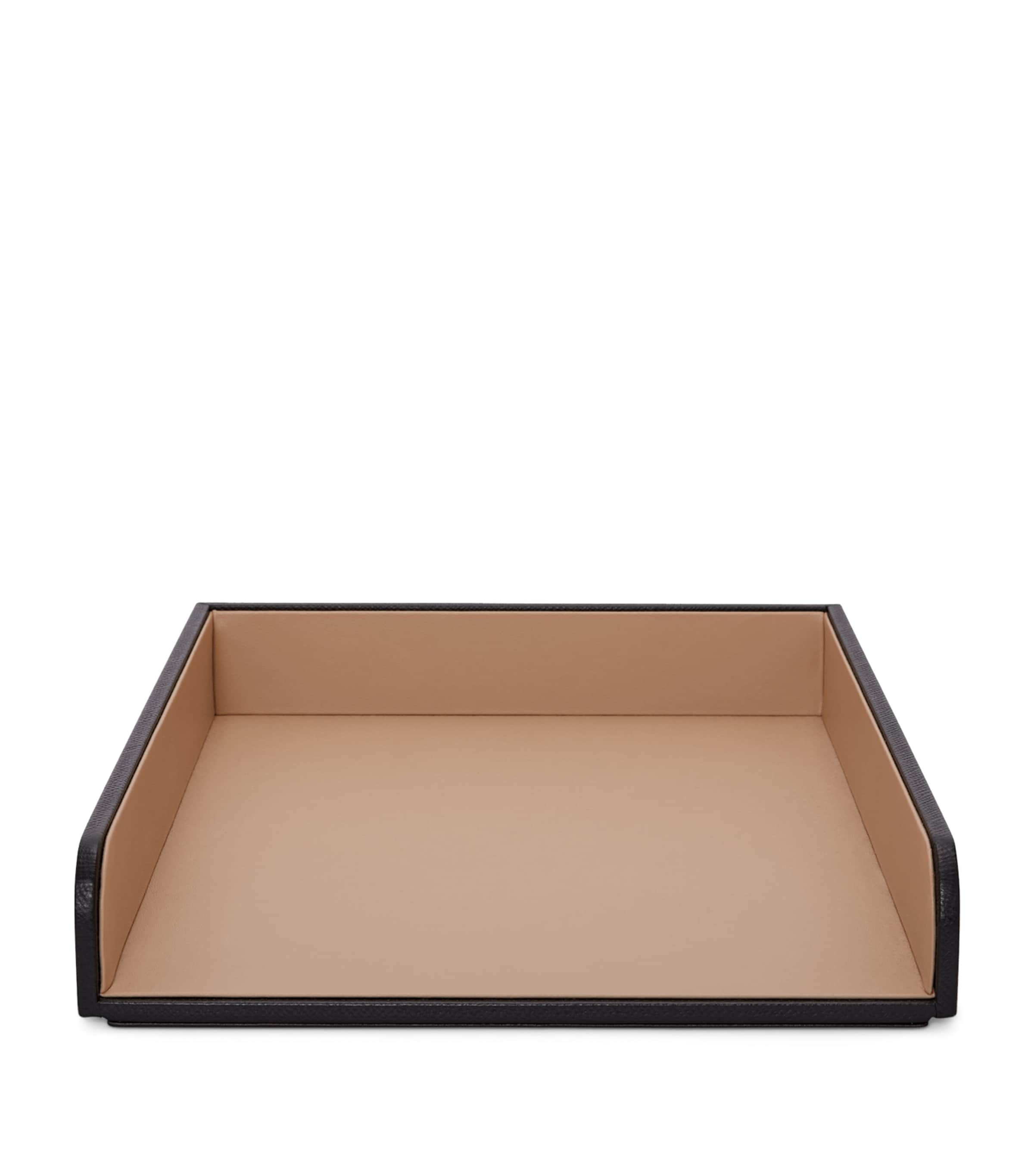 Smythson Panama Leather A4 Paper Tray Black