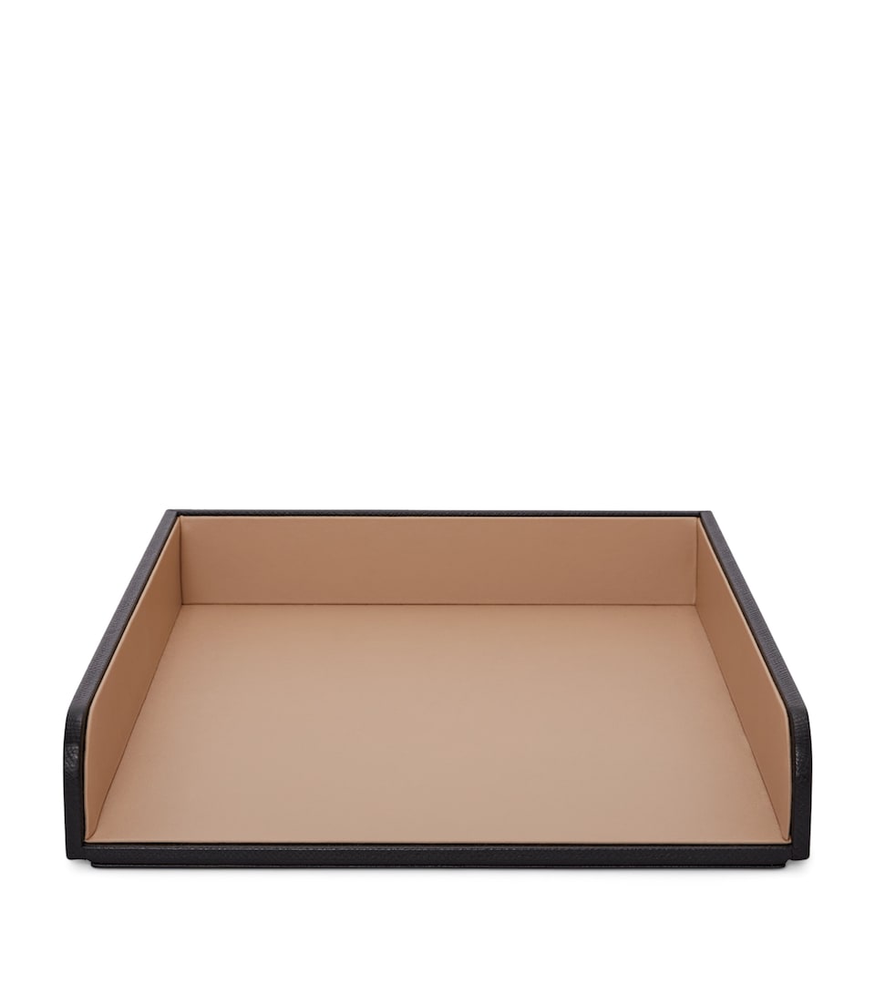 Smythson Panama Leather A4 Paper Tray Black