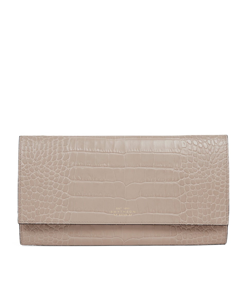 Leather Croc-Embossed Marshall Travel Wallet