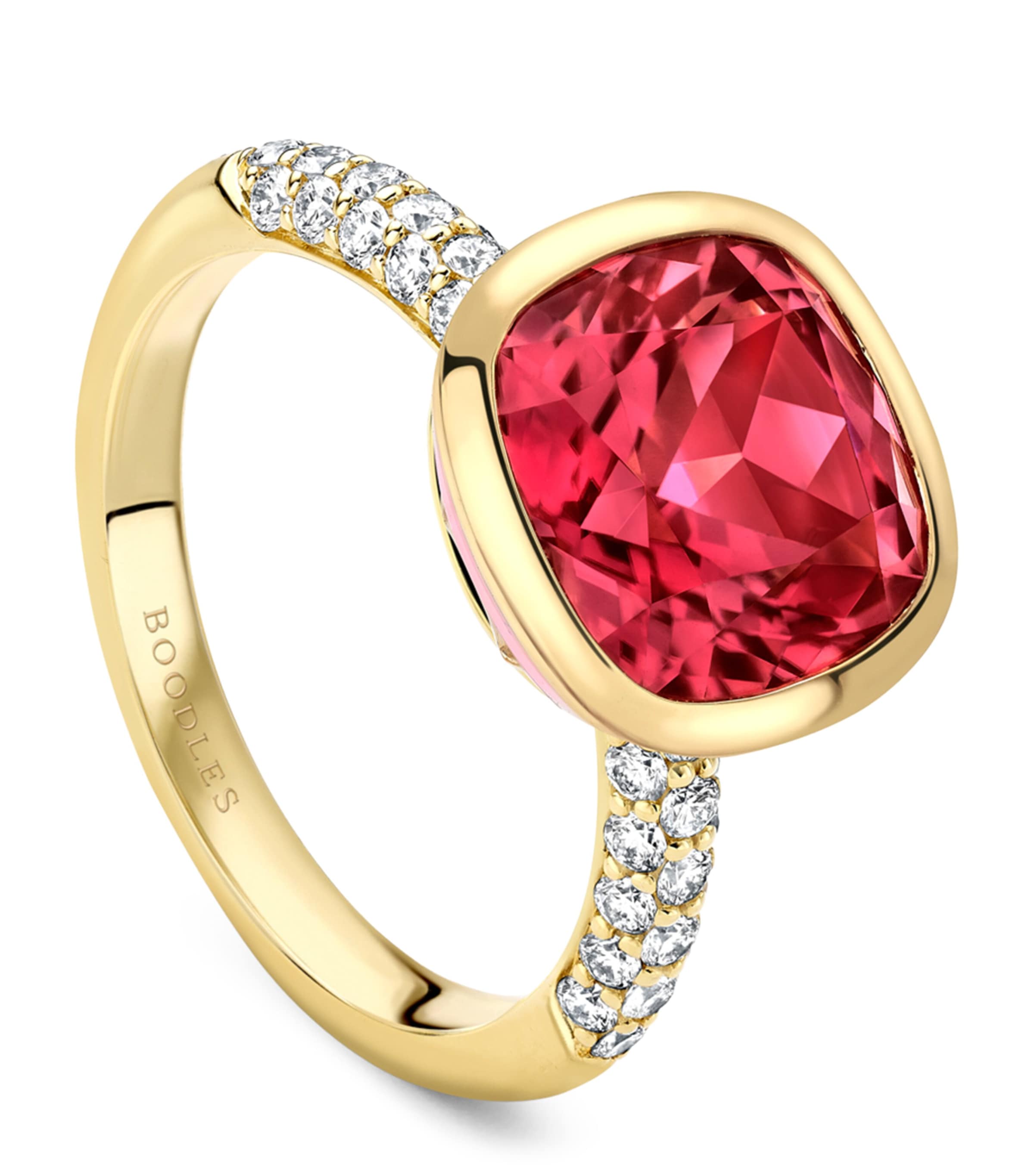 Boodles Yellow Gold, Diamond and Tourmaline Dolce Vita Cushion Ring Yellow Gold