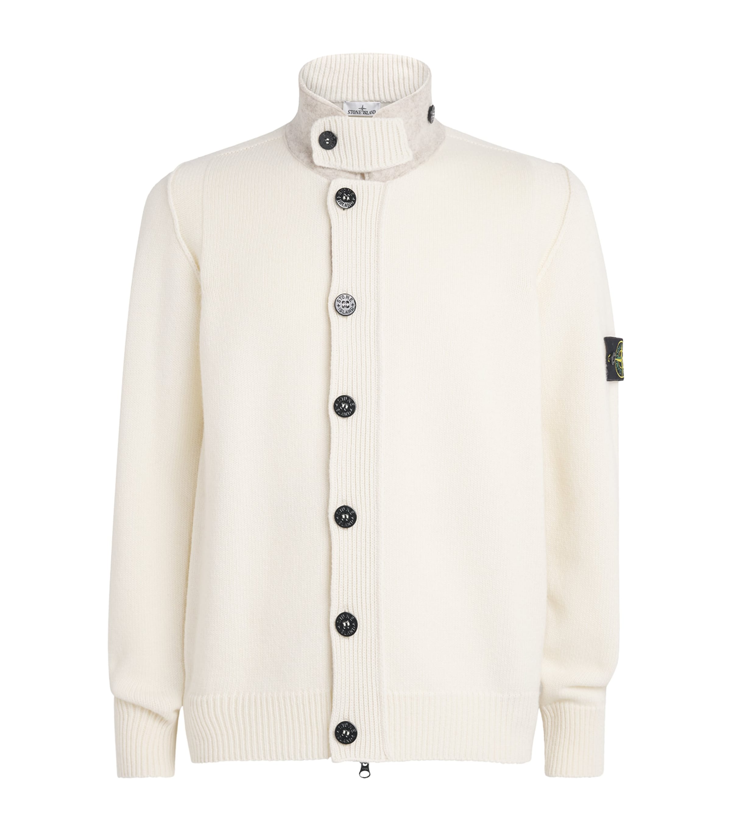 Stone Island Mens Lambswool Stand-Collar Cardigan