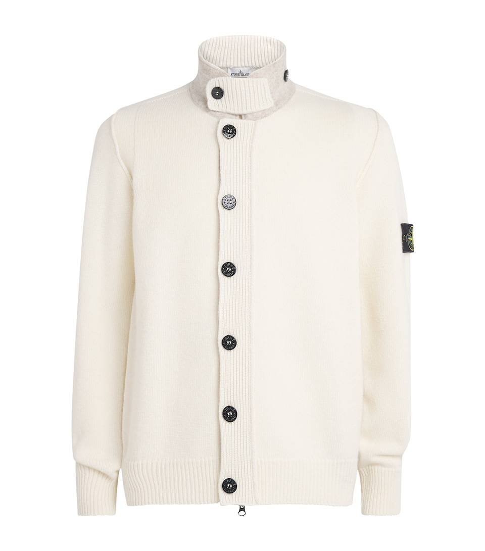 Stone Island Mens Lambswool Stand-Collar Cardigan