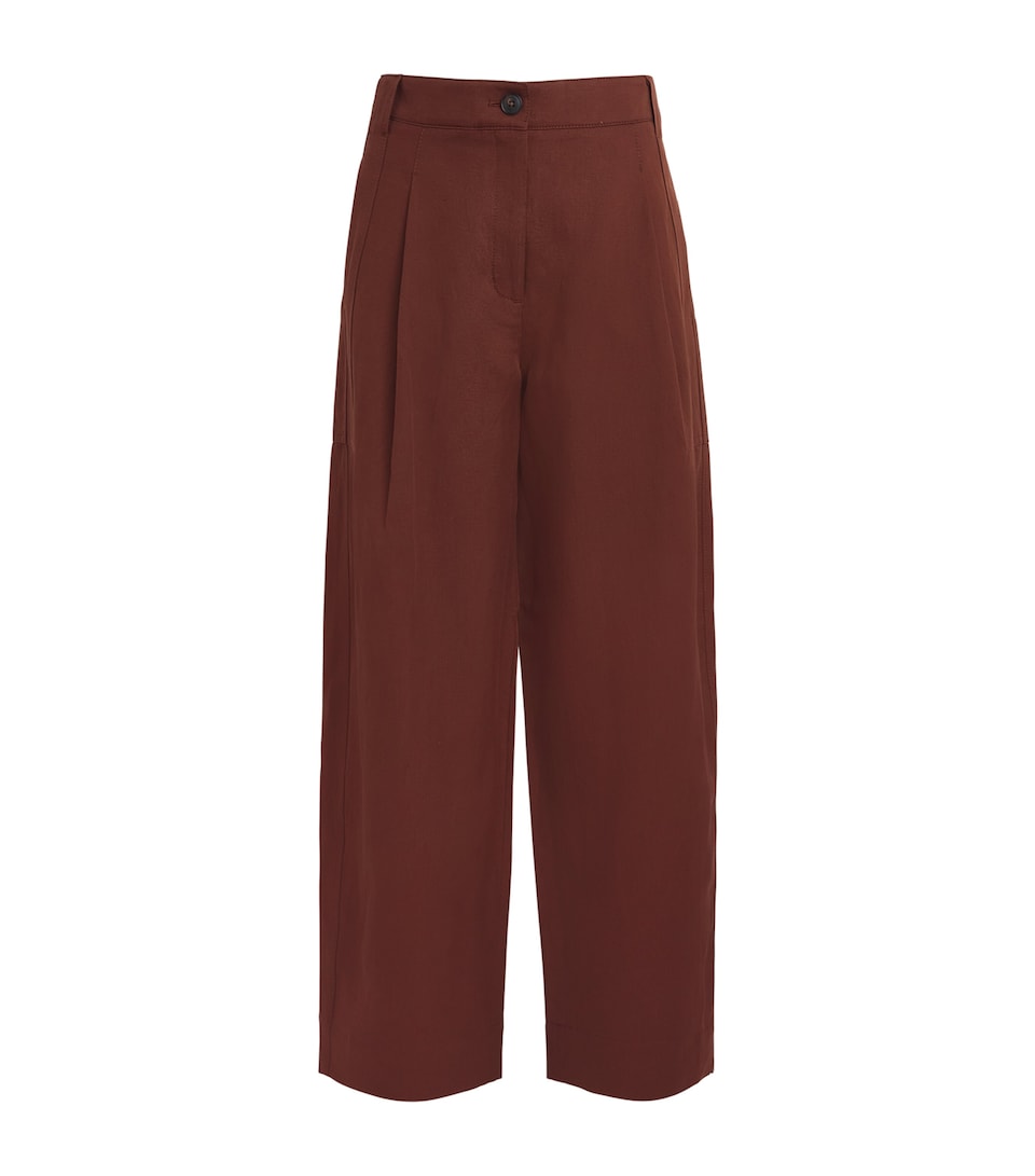 ME+EM Womens Linen-Blend Extreme Taper Trousers Cinnamon Brown