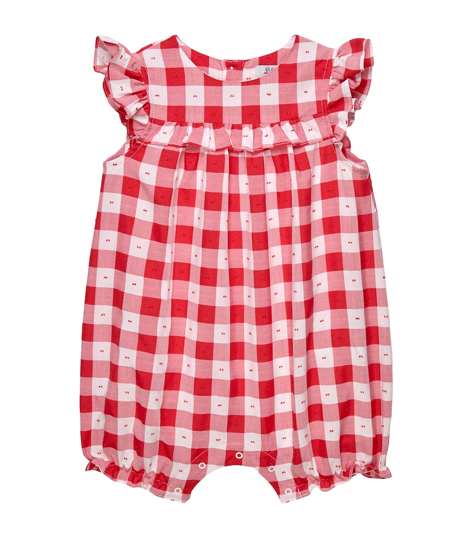 Trotters Gingham Ruffle Bodysuit (3-24 Months) Red Gingham