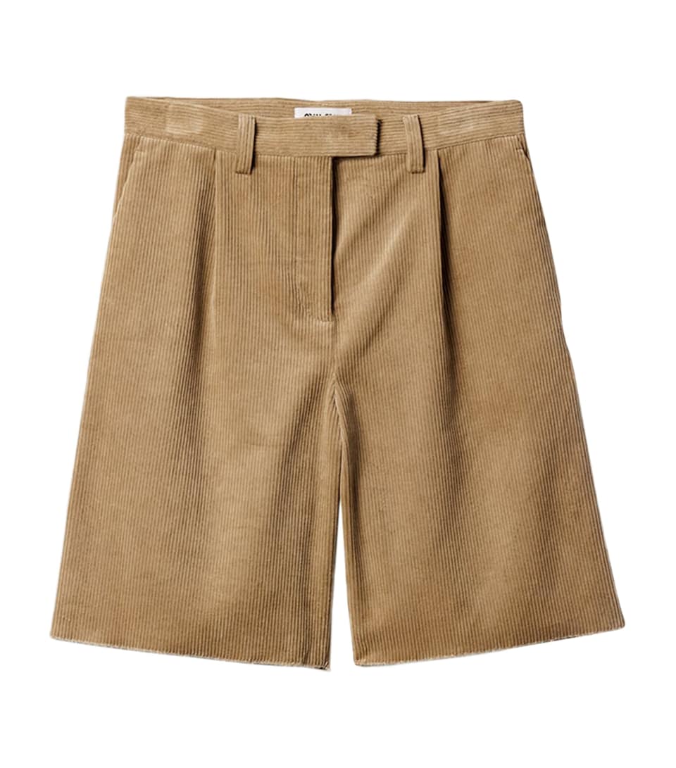 Miu Miu Womens Corduroy Shorts Neutral