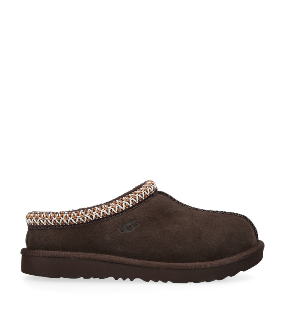 UGG Kids Leather Tasman II Slippers Dark Brown