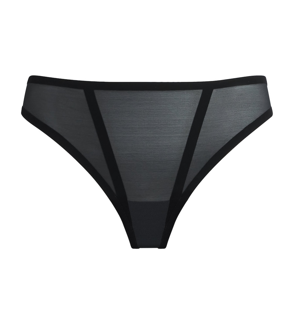 Wolford Womens Bonded Tulle Thong Black