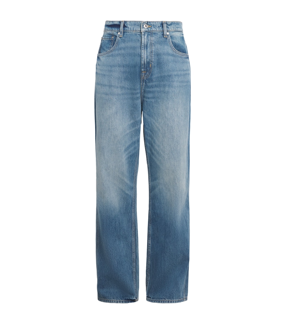 7 For All Mankind Mens Wide-Leg Jeans Mid Blue
