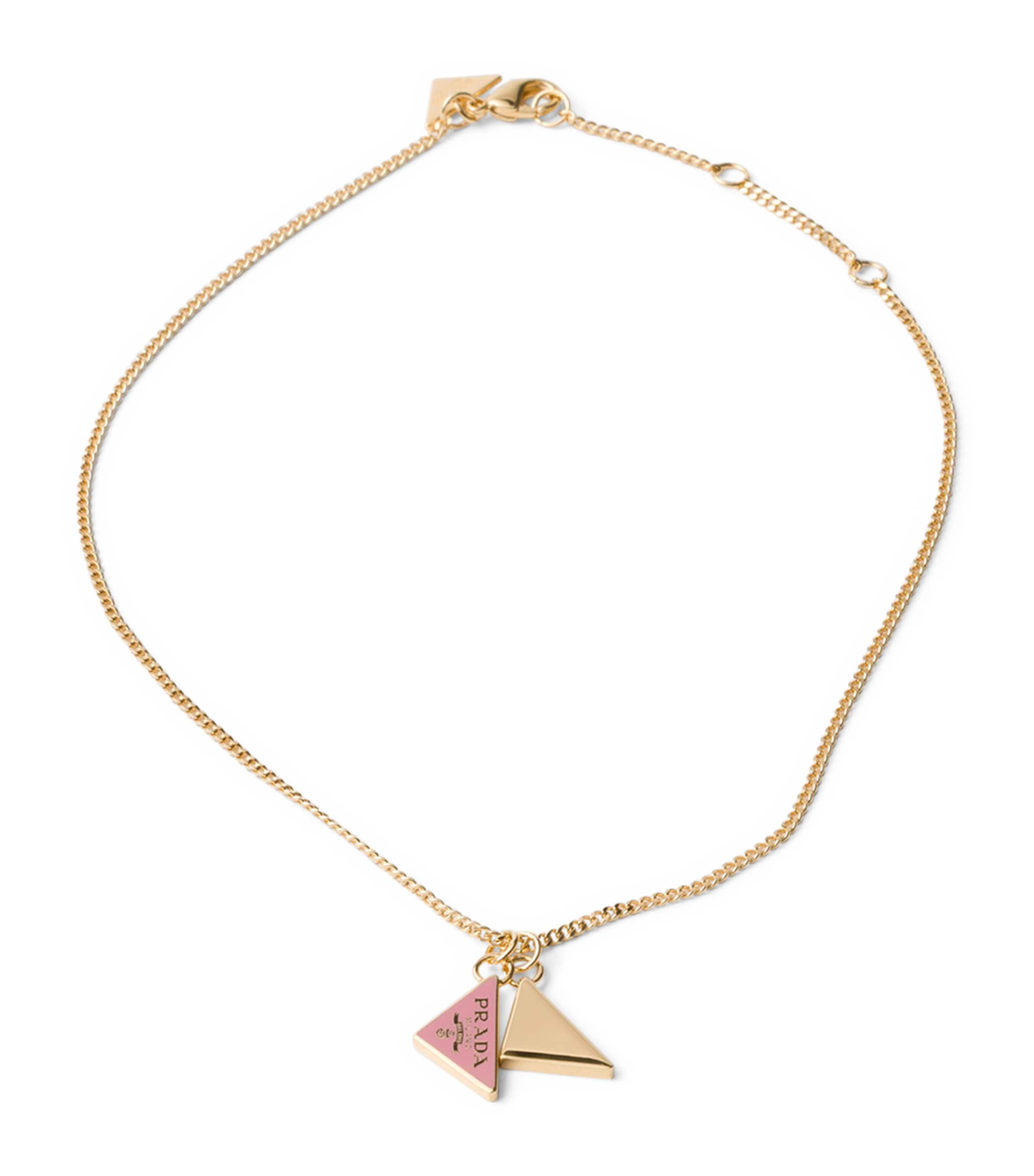 Prada Triangle Logo Pendant Necklace
