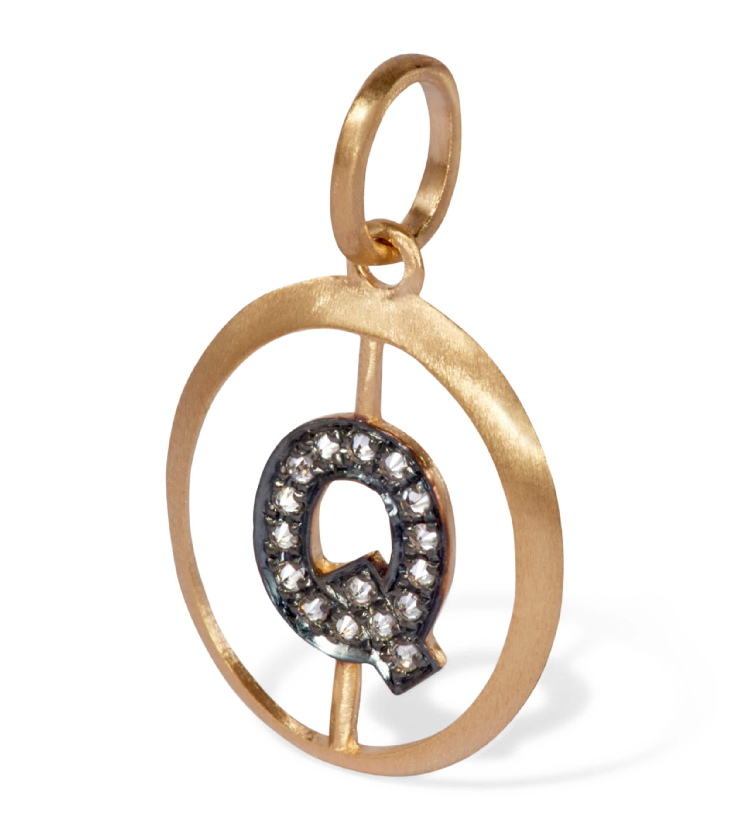 Yellow Gold and Diamond Initial Q Pendant