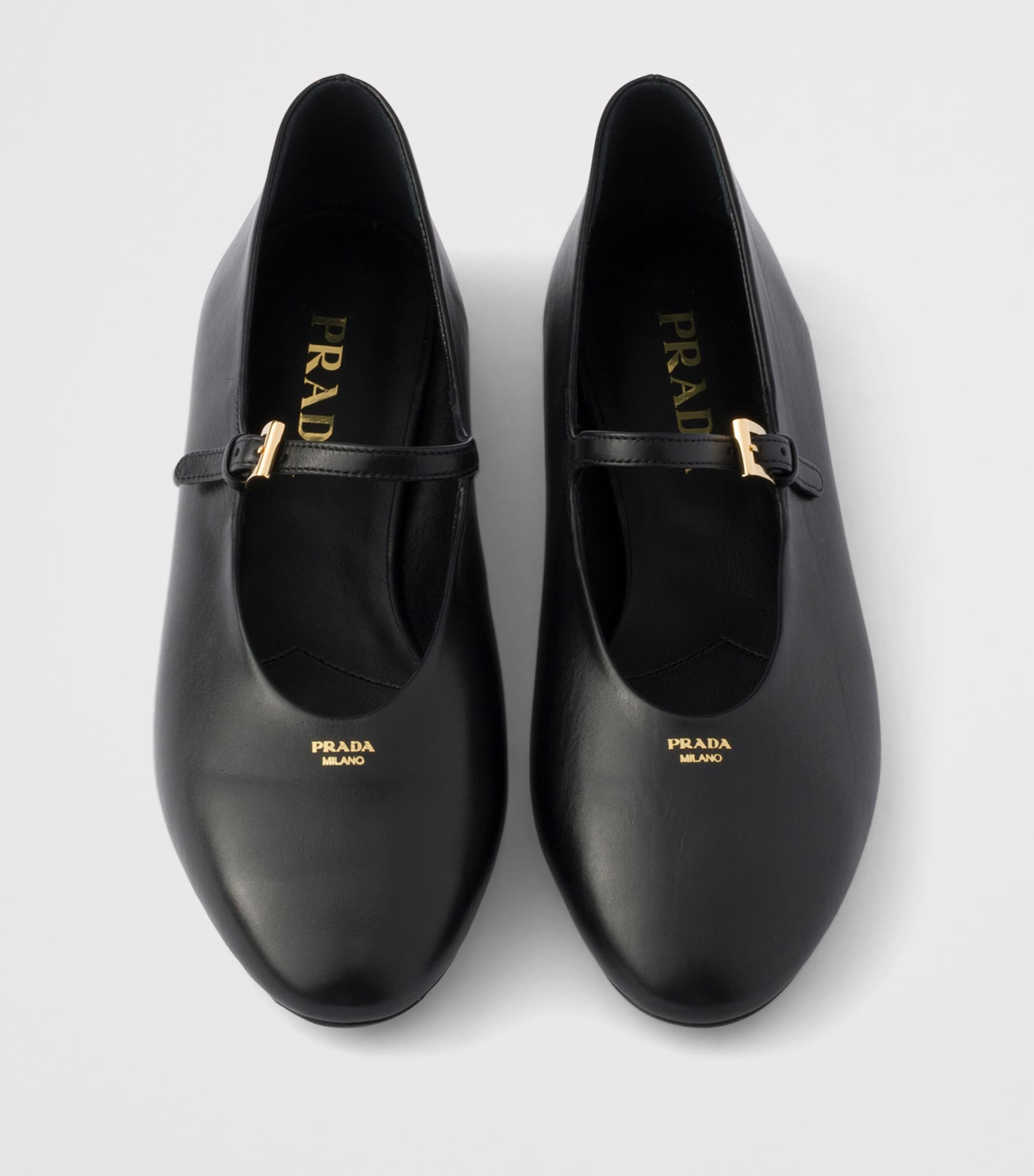 Prada Calfskin Mary Jane Flats Black