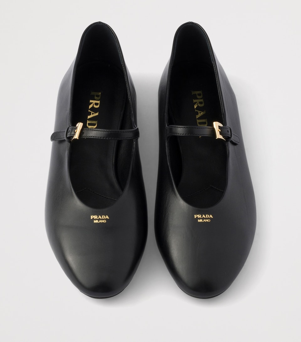 Prada Calfskin Mary Jane Flats Black