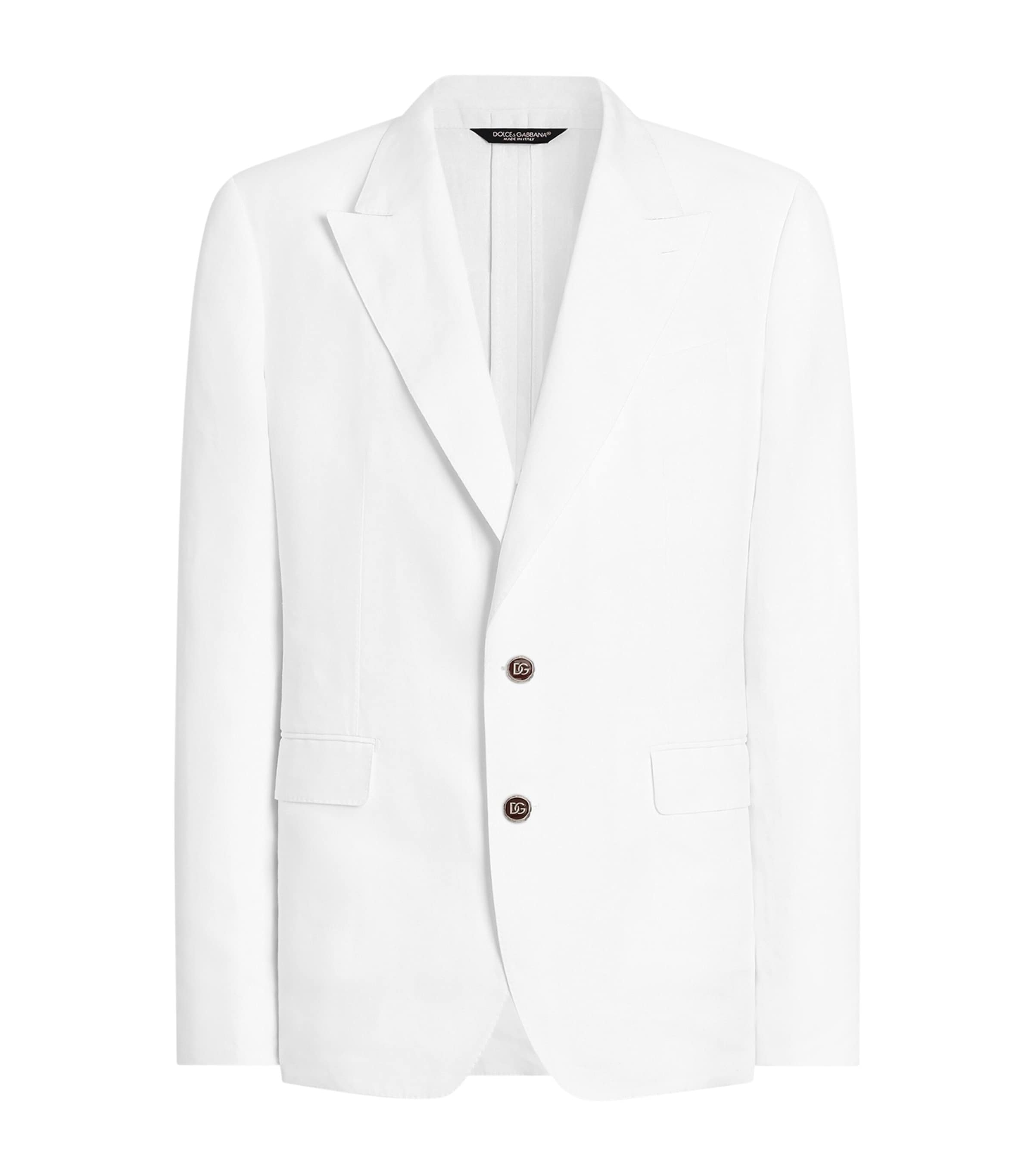Dolce&Gabbana Mens Linen Sicilia Suit Jacket Optical White