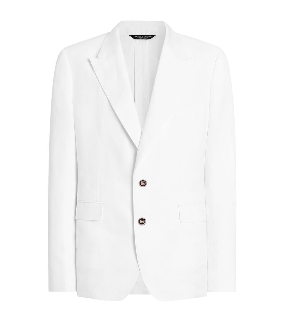 Dolce&Gabbana Mens Linen Sicilia Suit Jacket Optical White