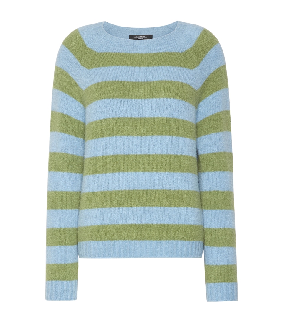 Weekend Max Mara Womens Stripe Crew-Neck Sweater Light Blue