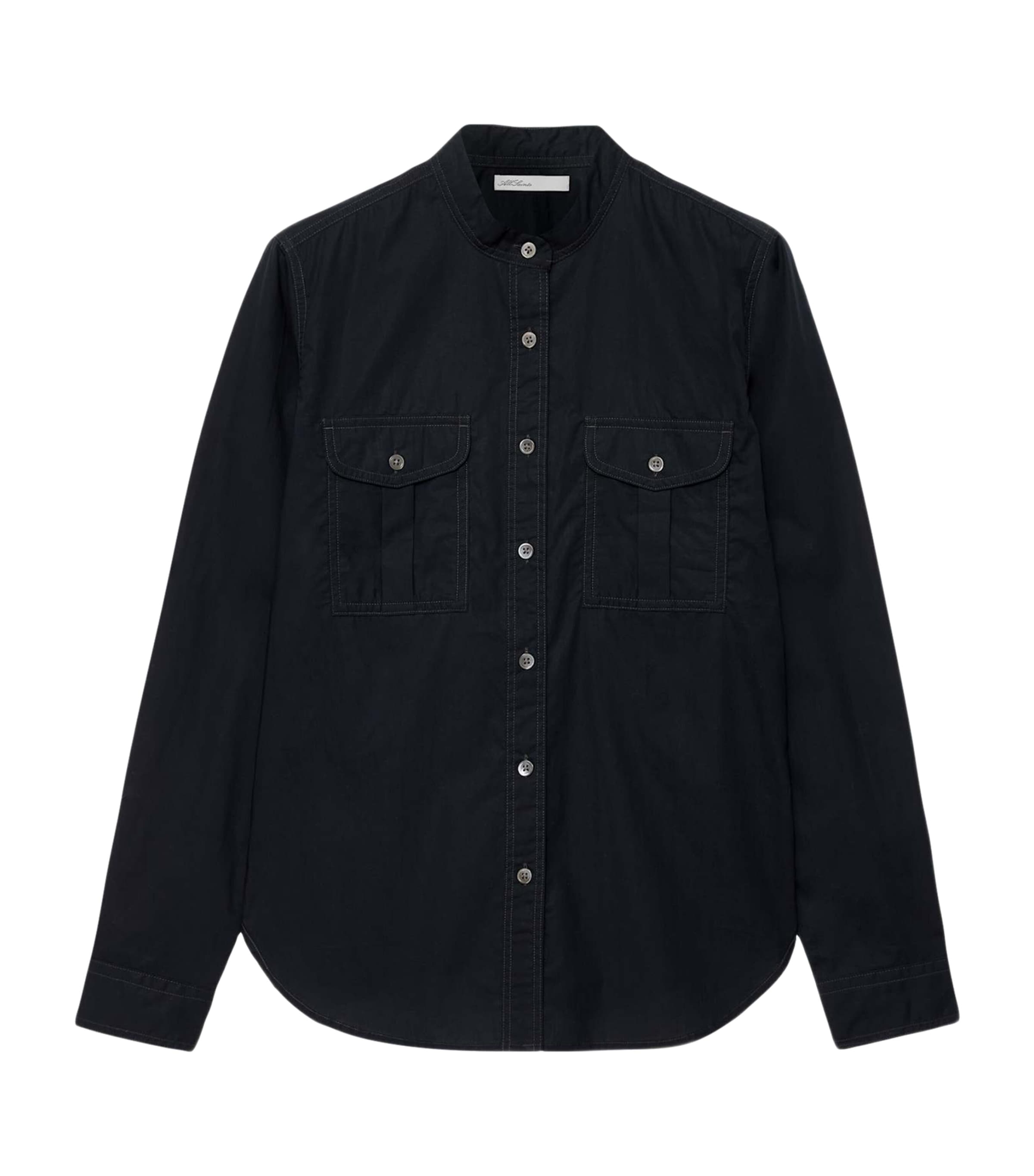 AllSaints Womens Organic Cotton Tess Shirt Ink Blue