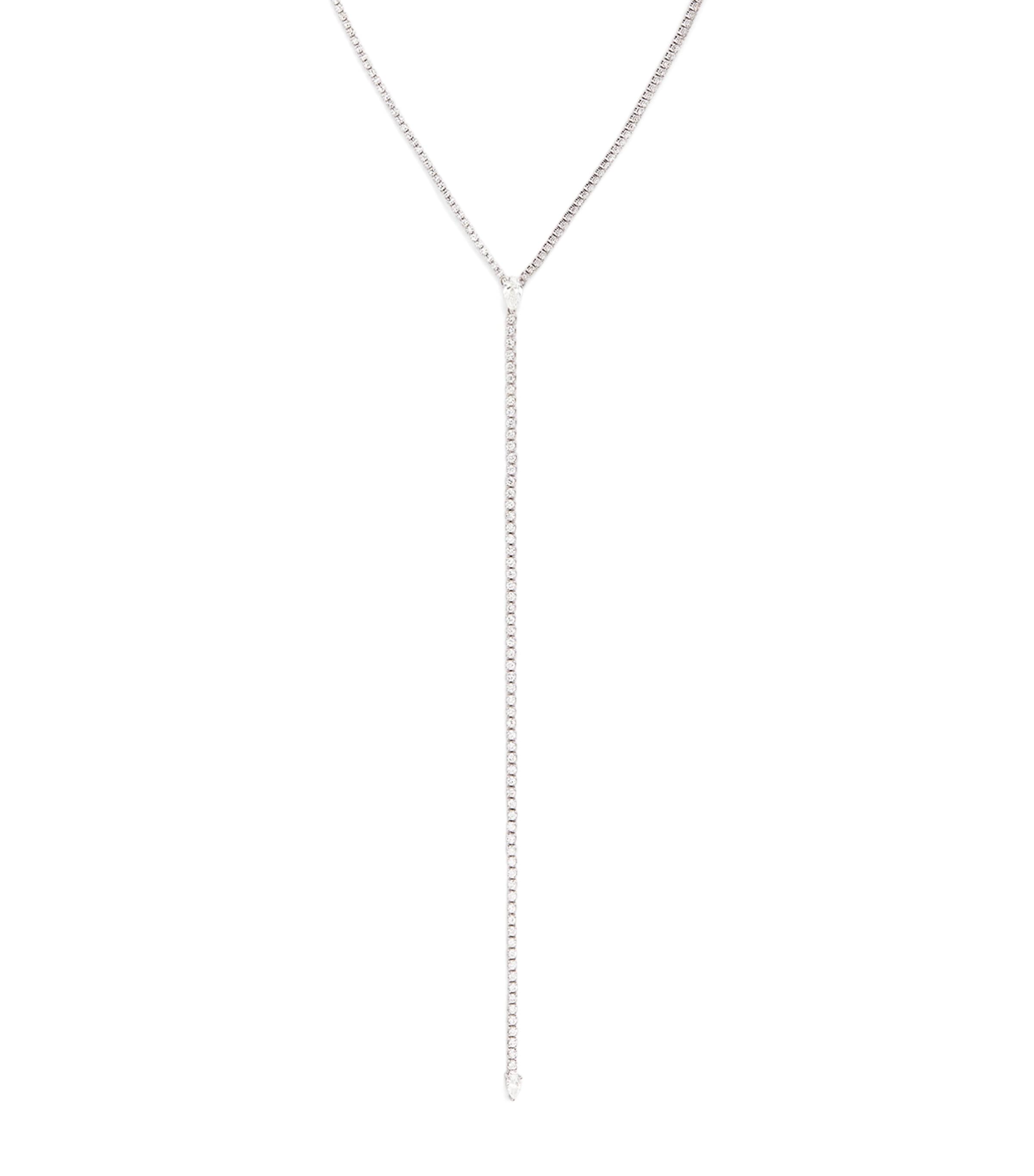 White Gold and Diamond Thread Y Necklace