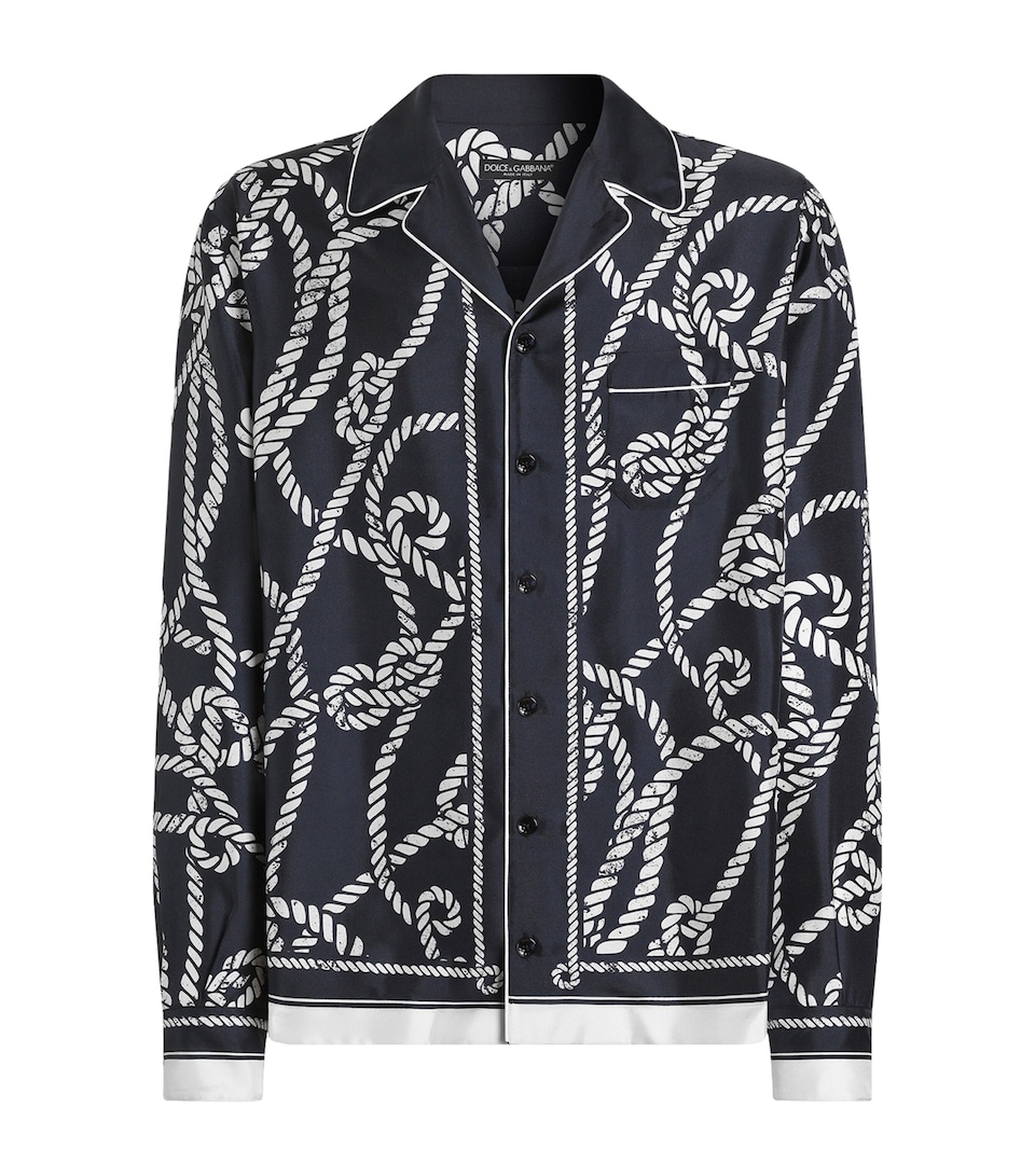 Dolce&Gabbana Mens Silk Marina Shirt Corde F.blu Na