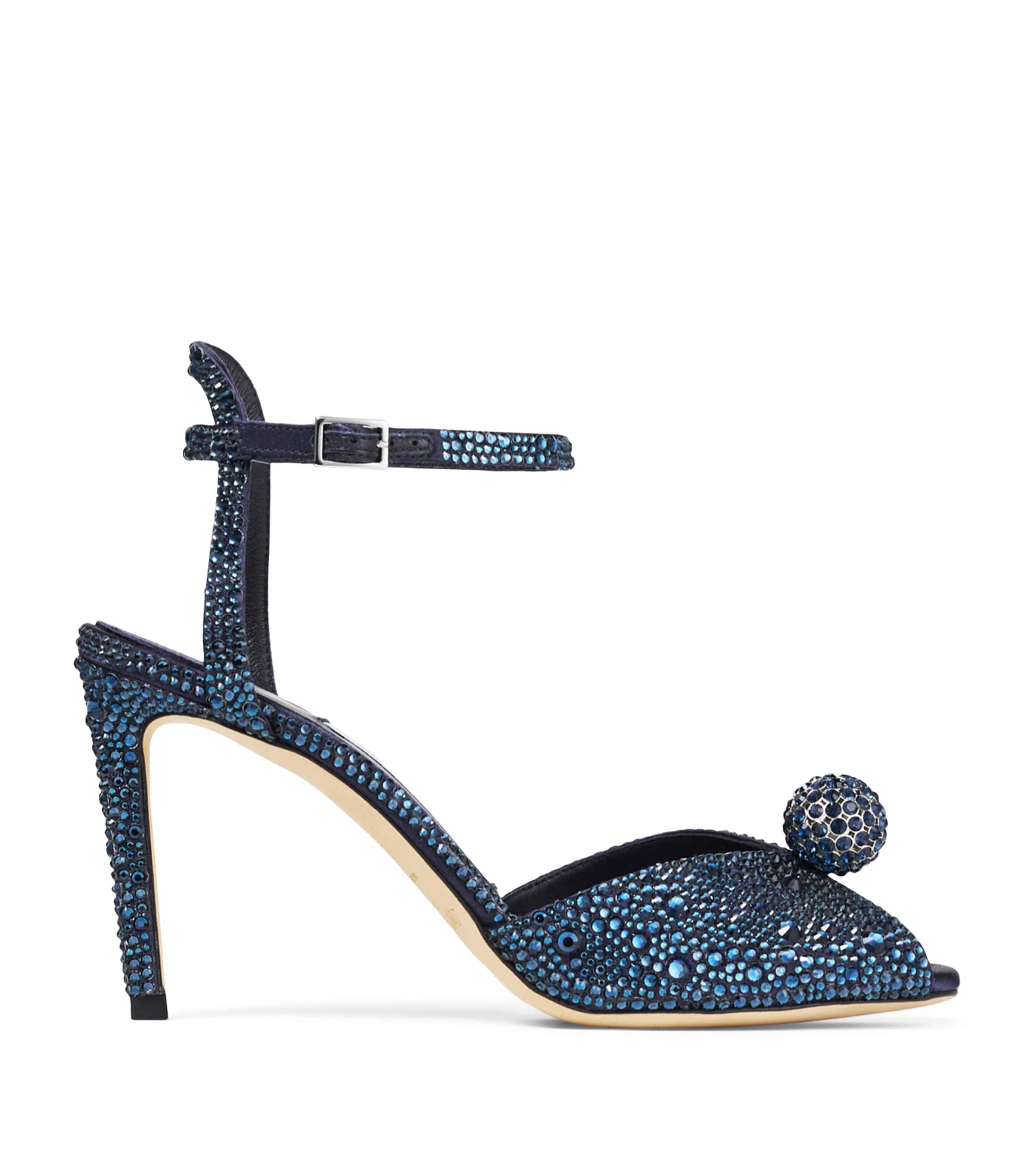 Jimmy Choo Sacora 85 Embellished Heeled Sandals Marine/marine