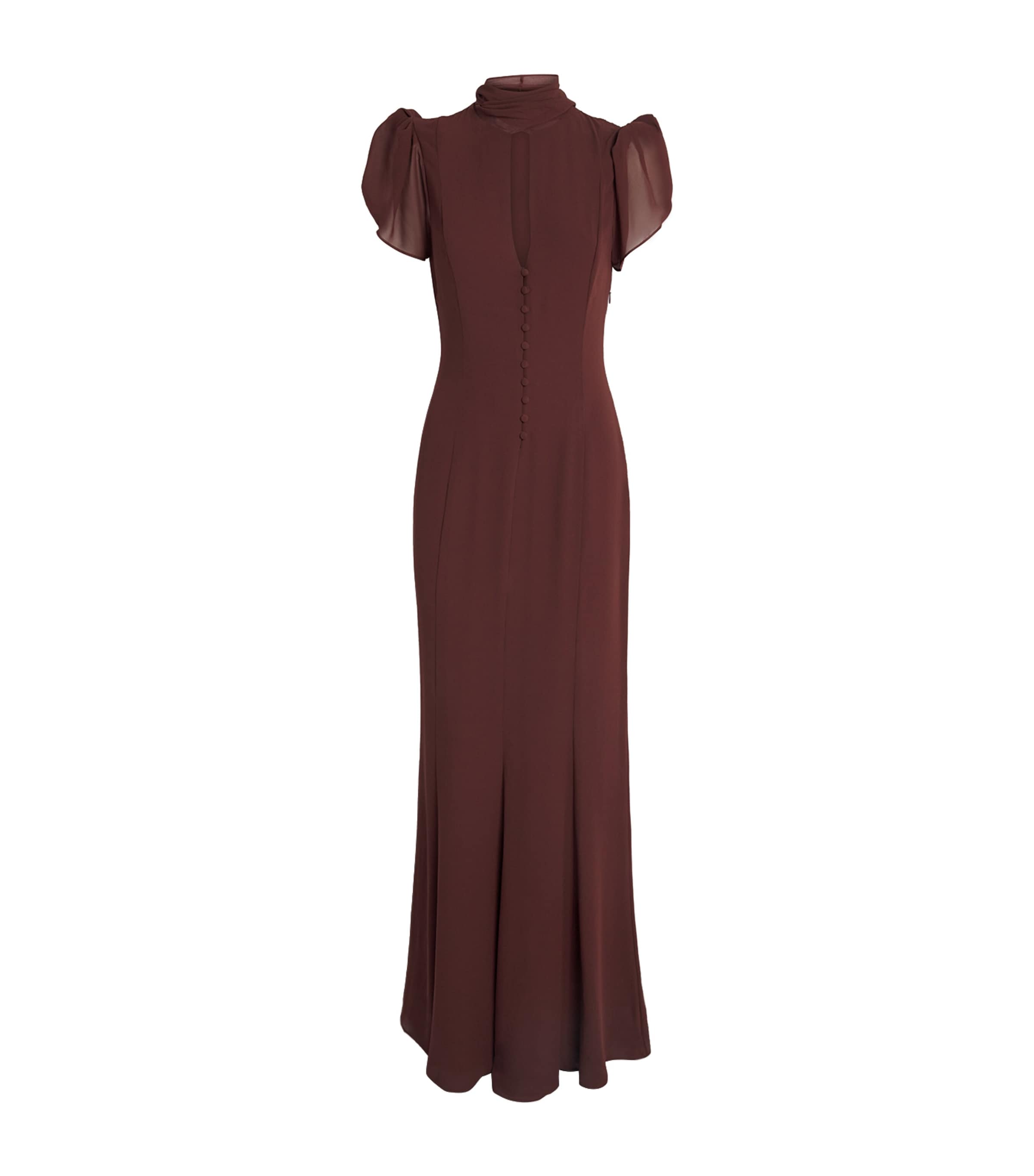 De La Vali Womens Chiffon Niebla Maxi Dress Plum
