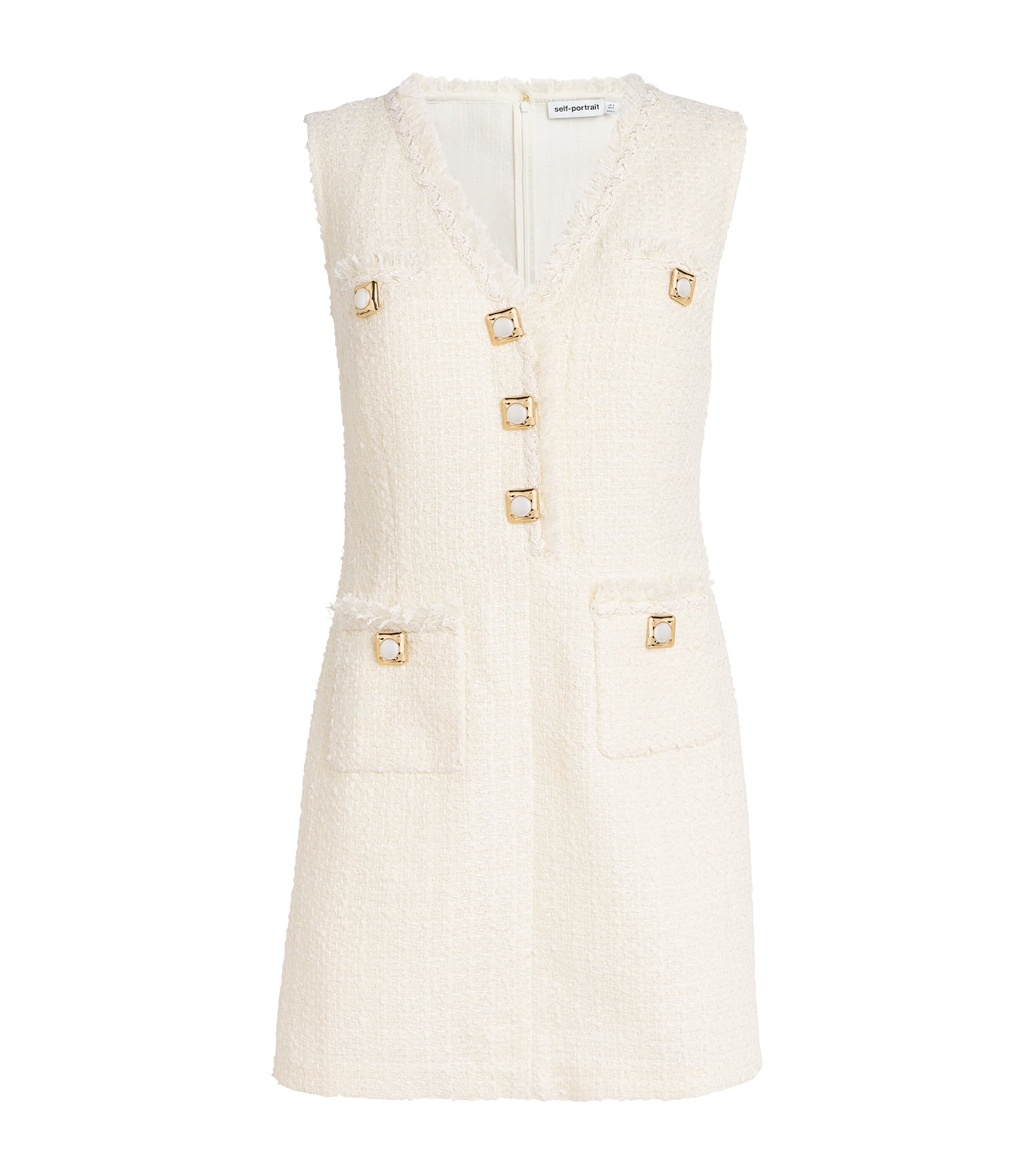 Self-Portrait Womens Bouclé Sleeveless Mini Dress Cream