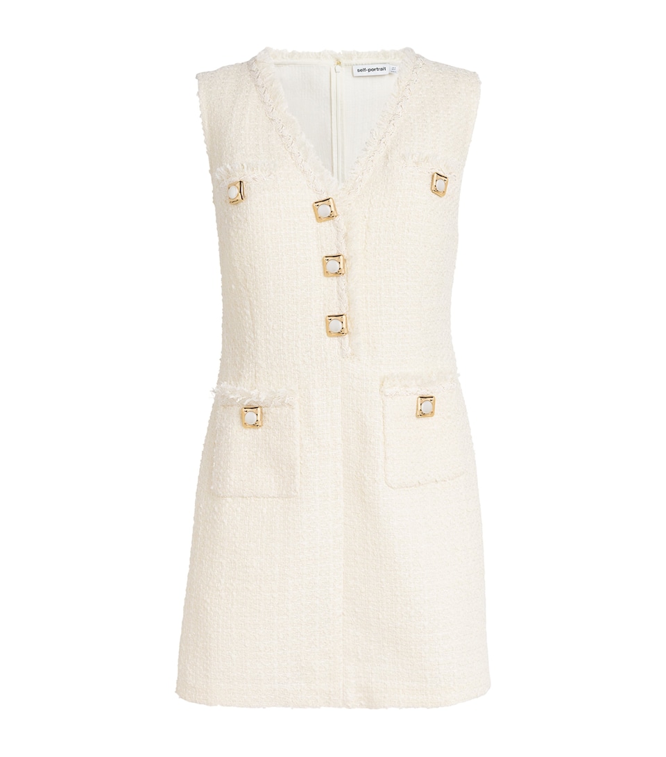 Self-Portrait Womens Bouclé Sleeveless Mini Dress Cream