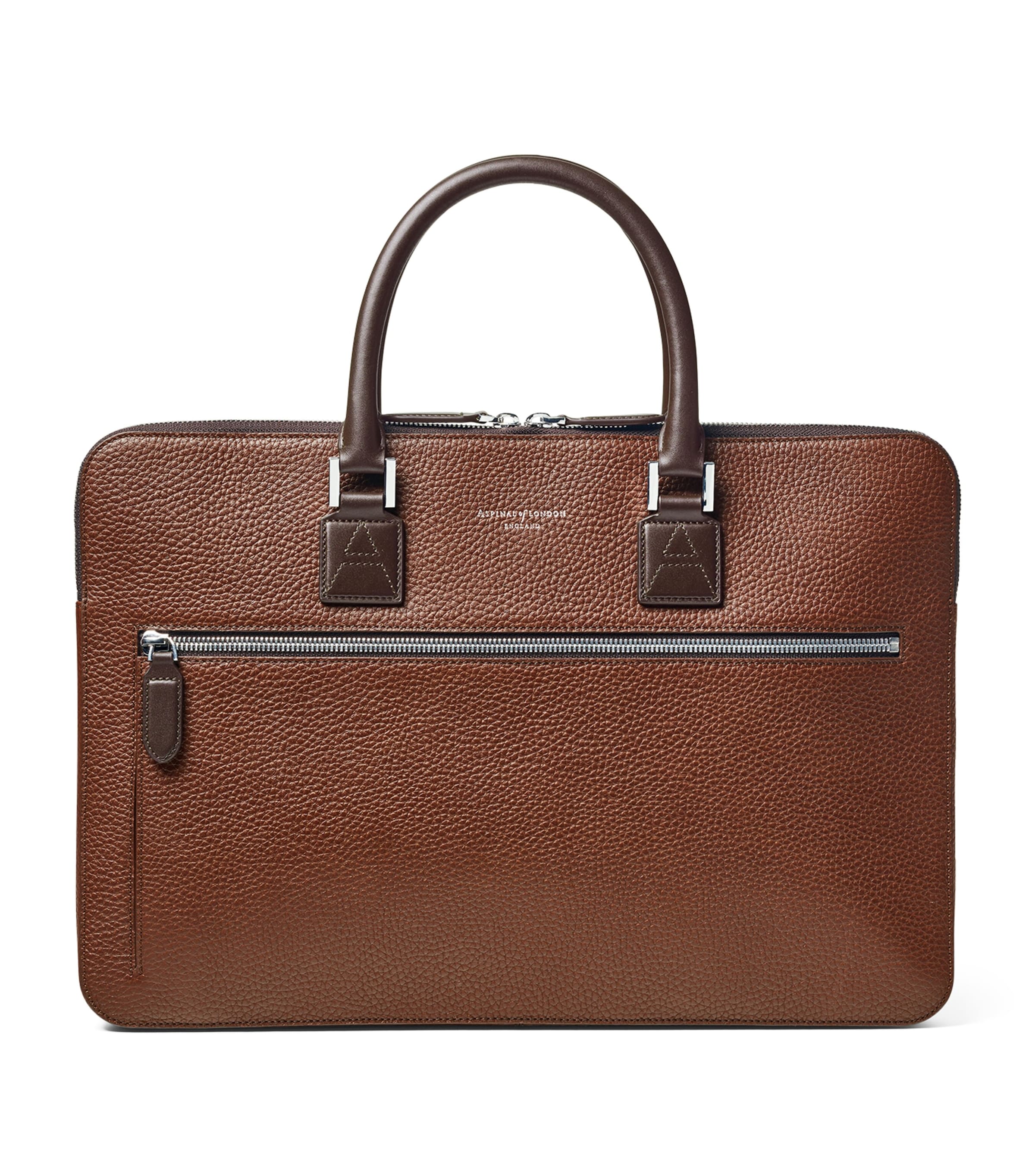 Aspinal Of London Leather Connaught Briefcase Tobacco