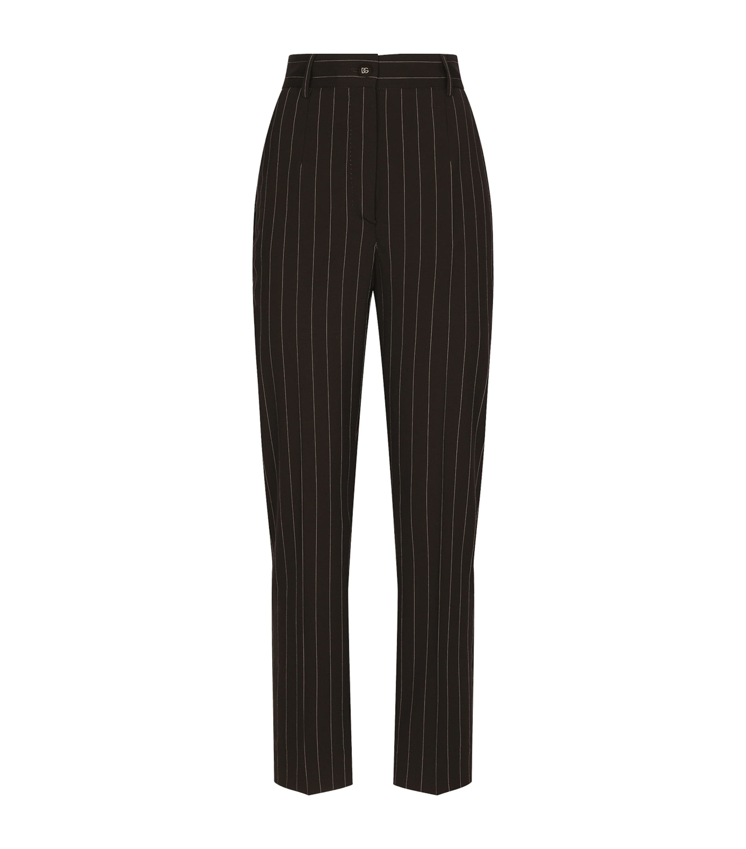 Wool Pinstripe Tailored Trousers