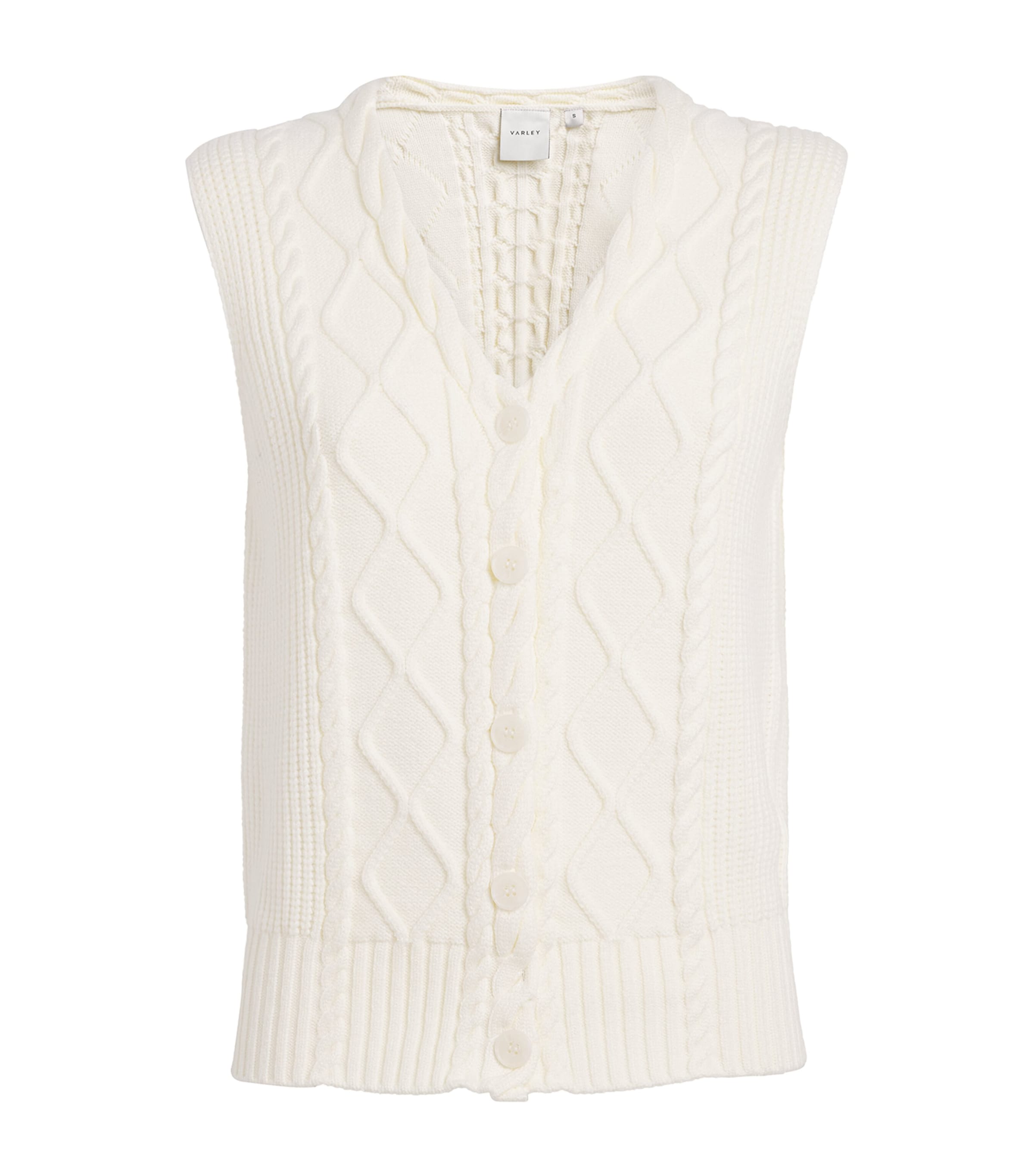 Varley Womens Cable-Knit Tatyana Vest Egret