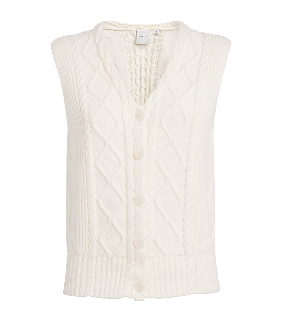 Varley Womens Cable-Knit Tatyana Vest Egret