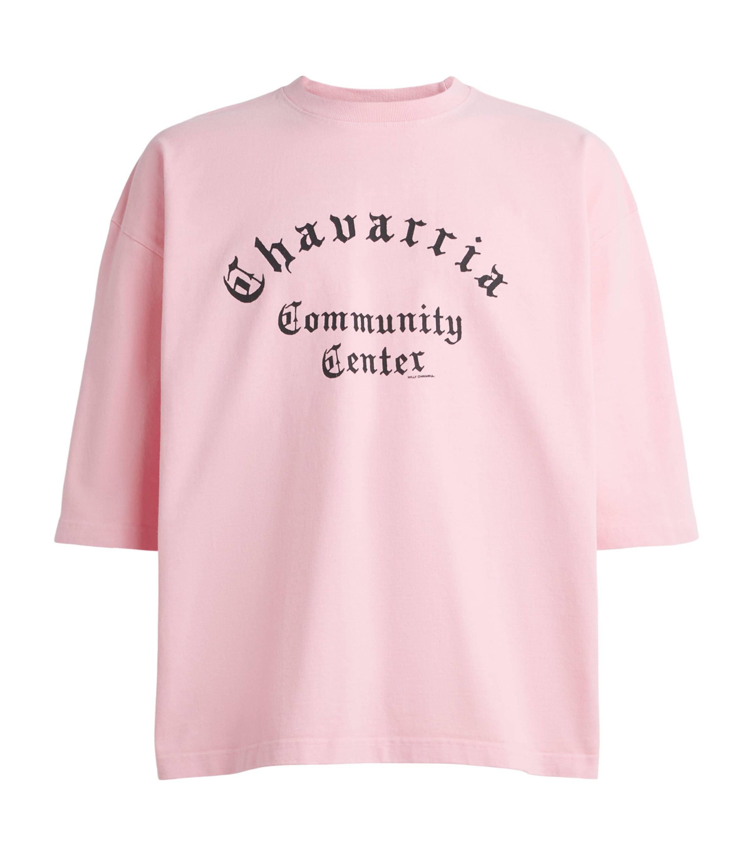 Willy Chavarria Mens Cotton Community Centre T-Shirt Chicle