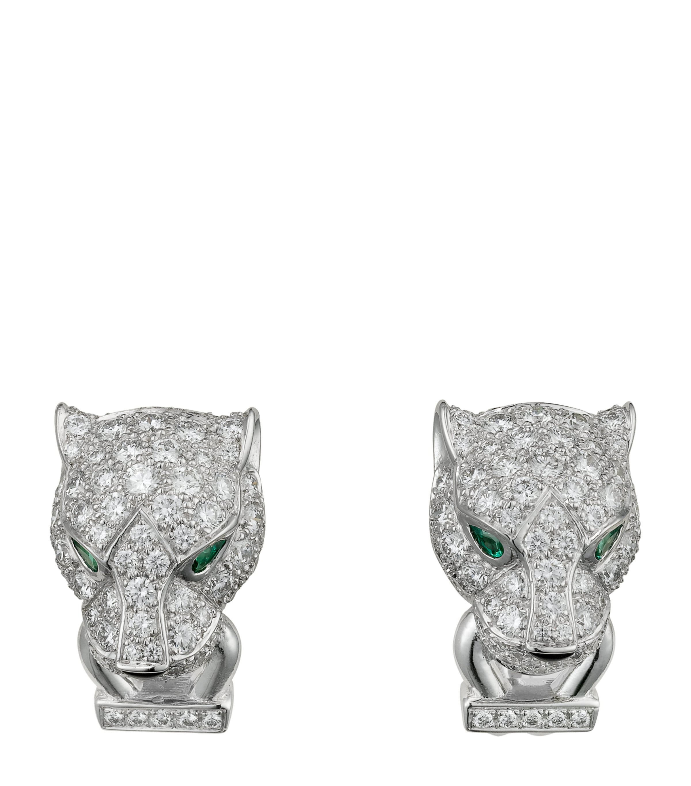 White Gold, Diamond, Emerald and Onyx Panthère de Cartier Earrings