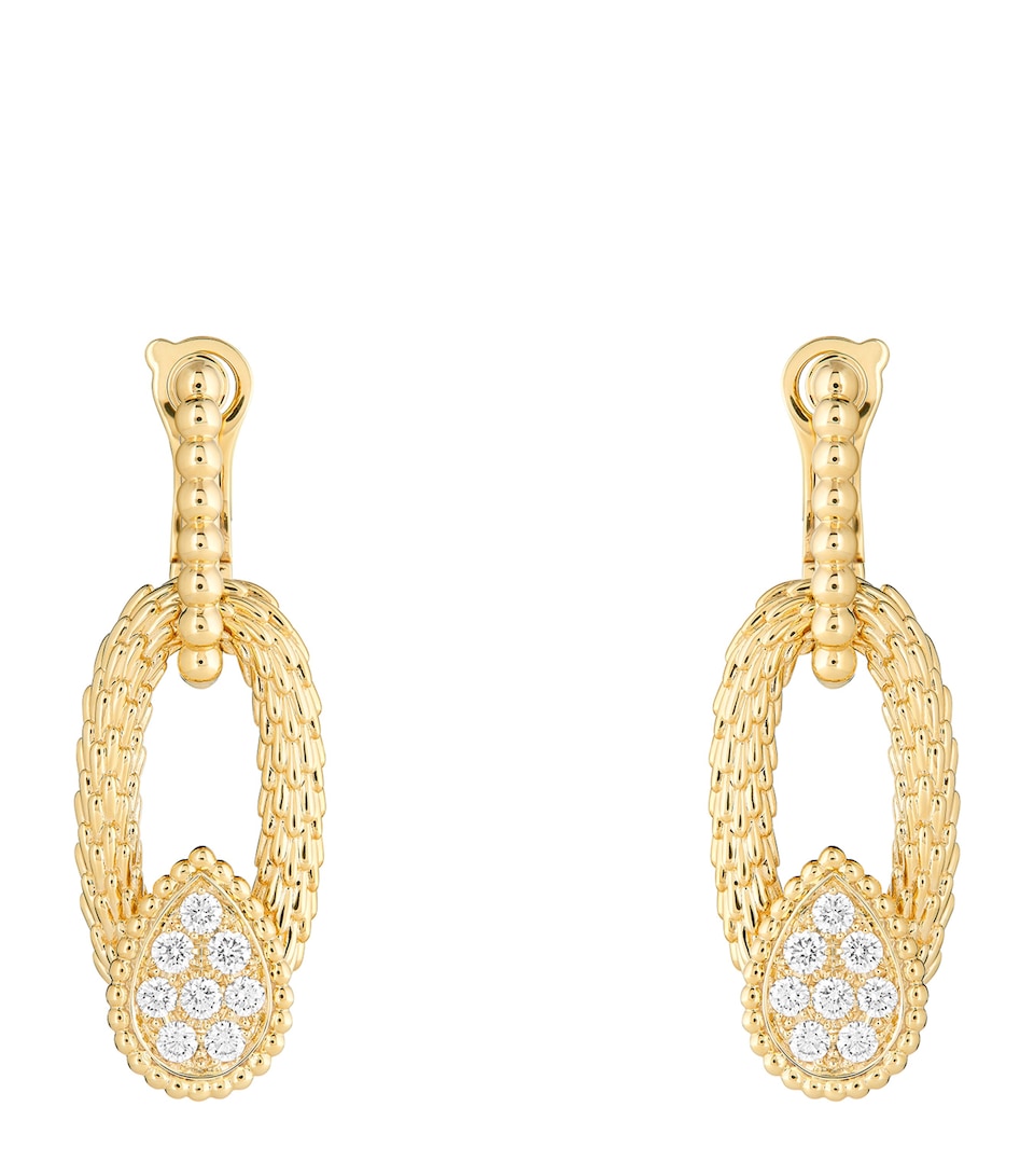 Yellow Gold and Diamond Serpent Bohème Vintage Drop Earrings