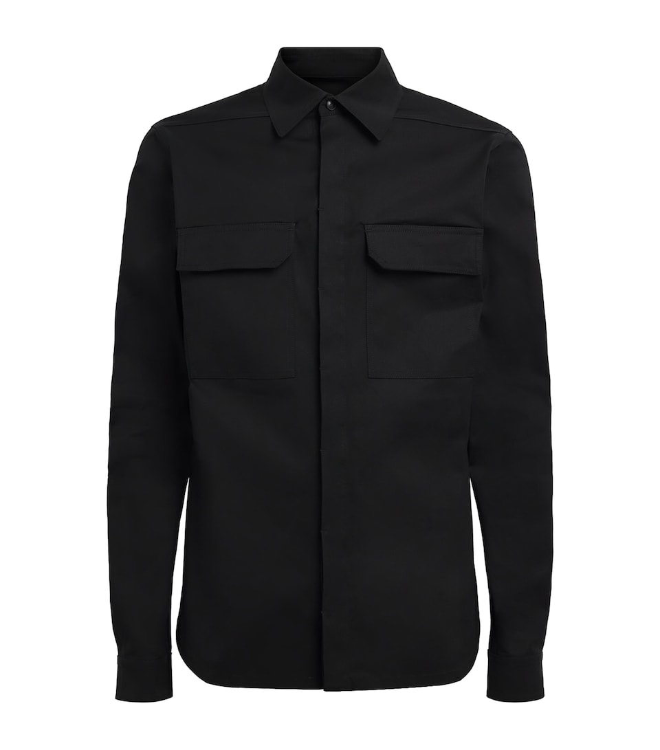 Rick Owens Mens Cotton Poplin Work Shirt Black