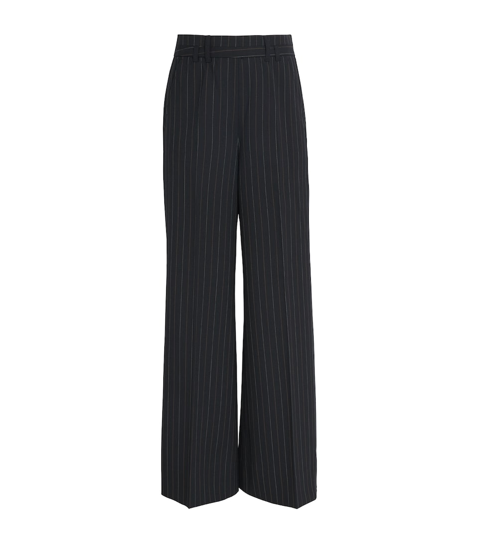 ME+EM Womens Pinstripe Wide-Leg Trousers Black