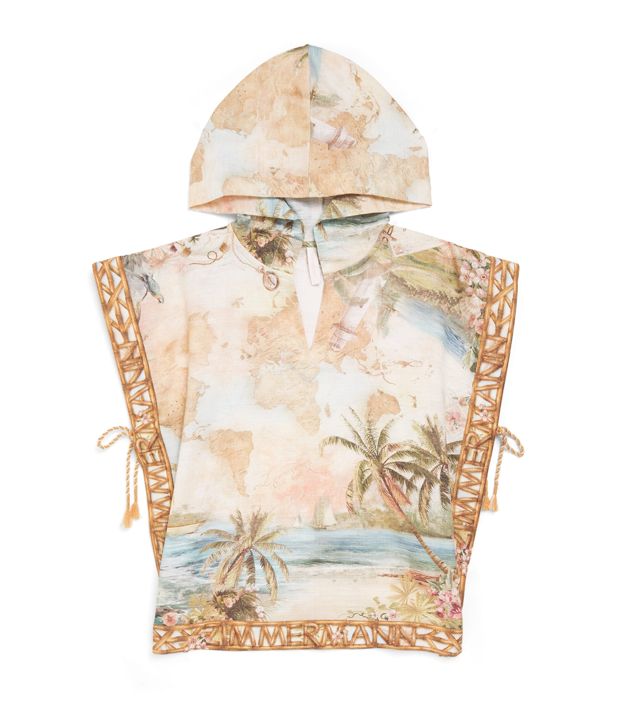 Zimmermann Kids Mahon Poncho (2-12 Years) Island Map Blue