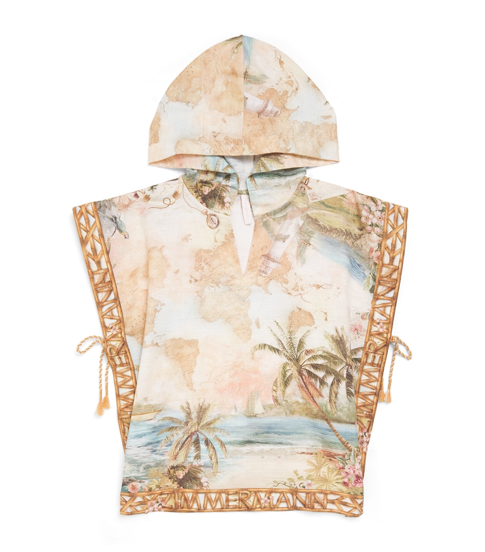 Zimmermann Kids Mahon Poncho (2-12 Years) Island Map Blue