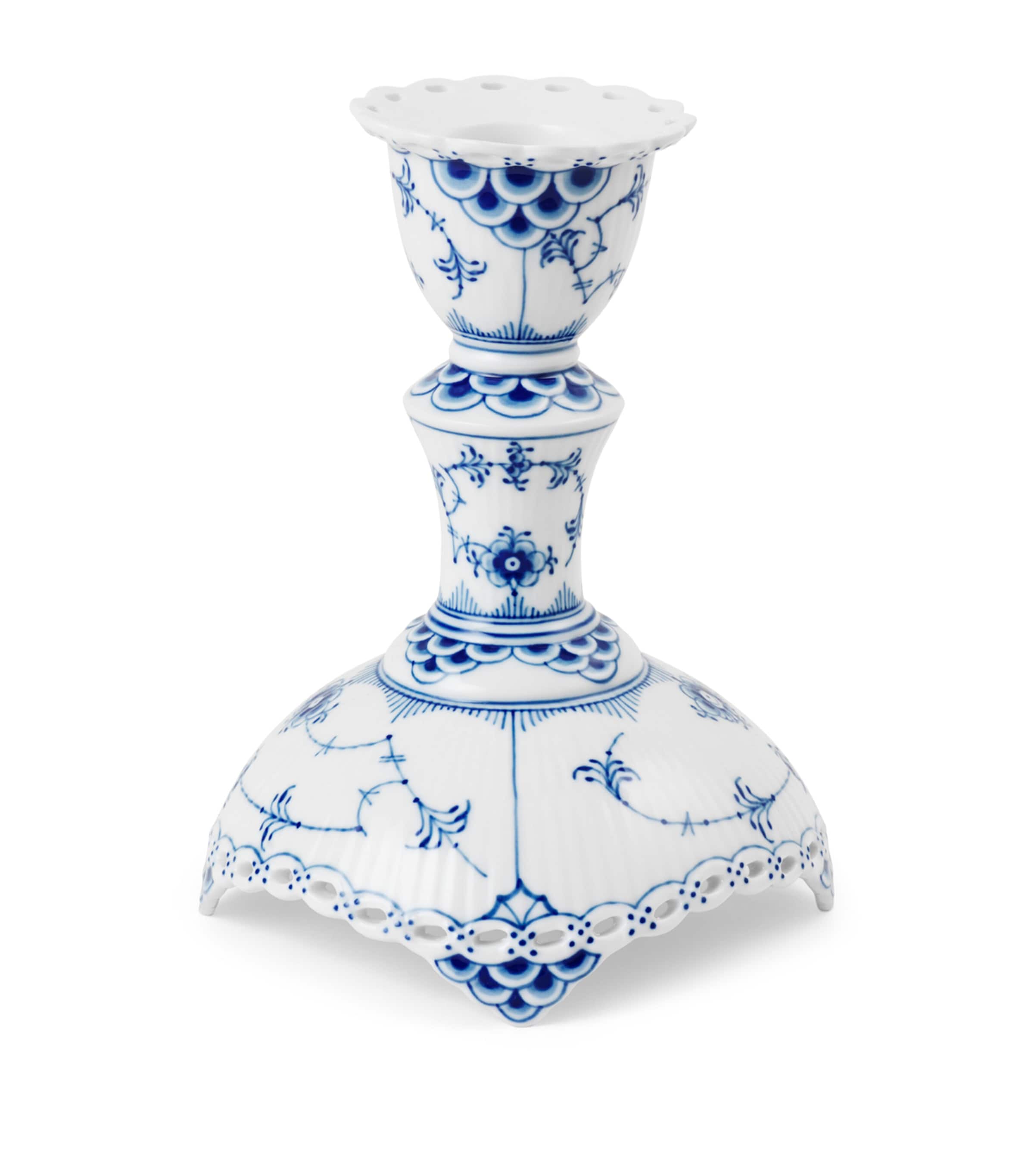 Royal Copenhagen Blue Fluted Full Lace Candleholder (13.5cm) Blue