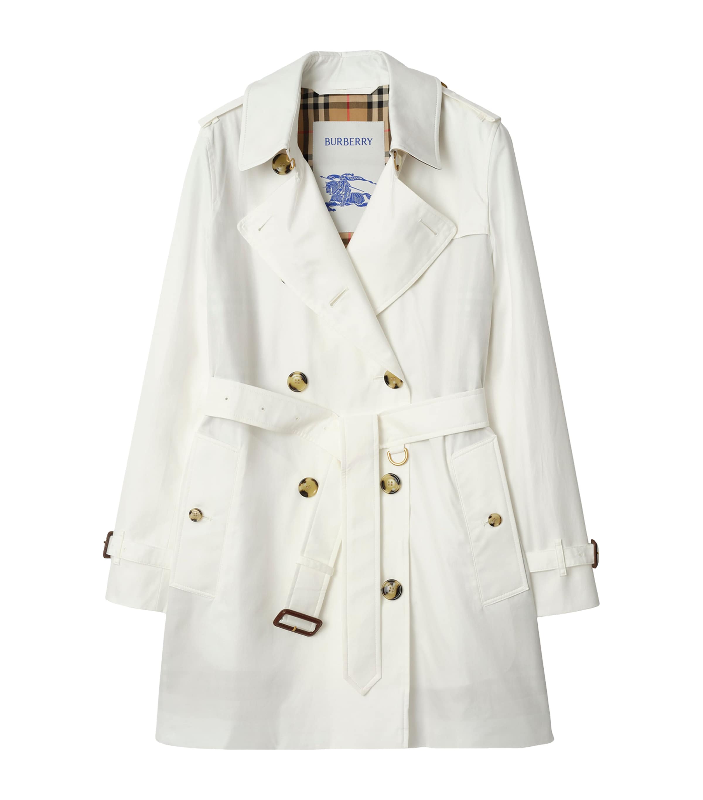 Burberry Womens Short Tropical Gabardine Kensington Trench Coat Cotton