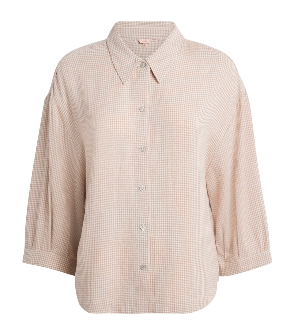 Linen-Blend Gingham Pyjama Top