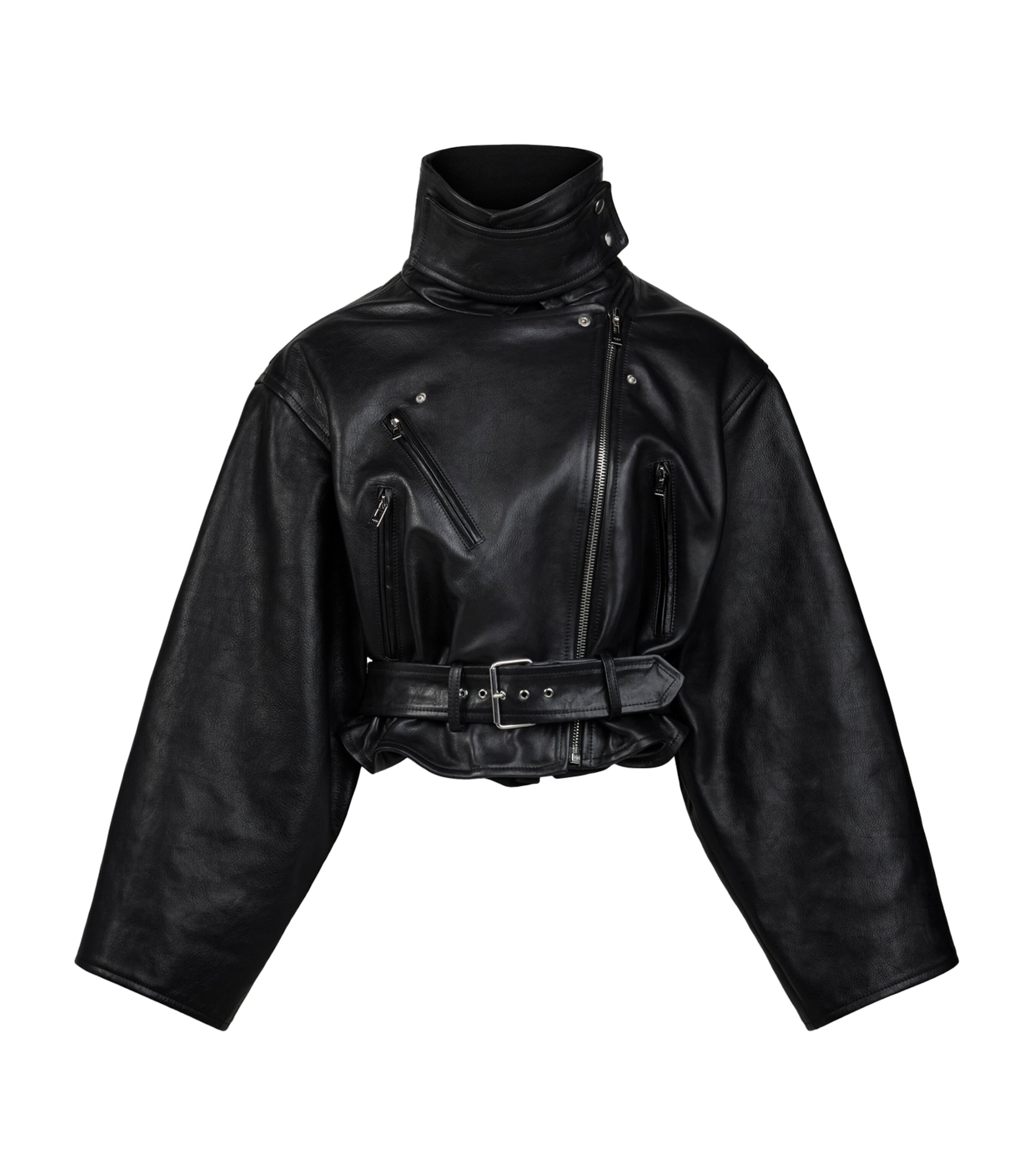 Alaïa Womens Leather Cropped Biker Jacket Noir Alaia