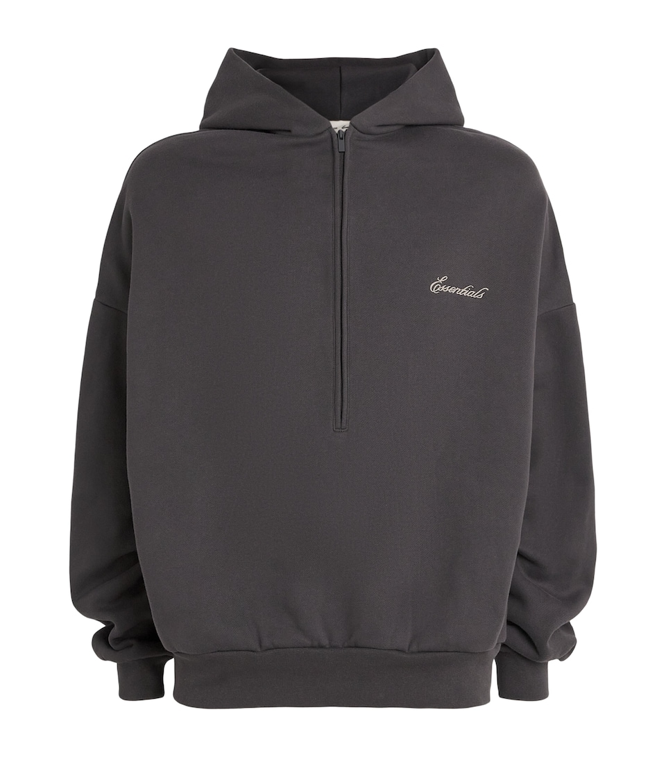 FEAR OF GOD ESSENTIALS Mens Signature Lounge Half-Zip Hoodie Ink