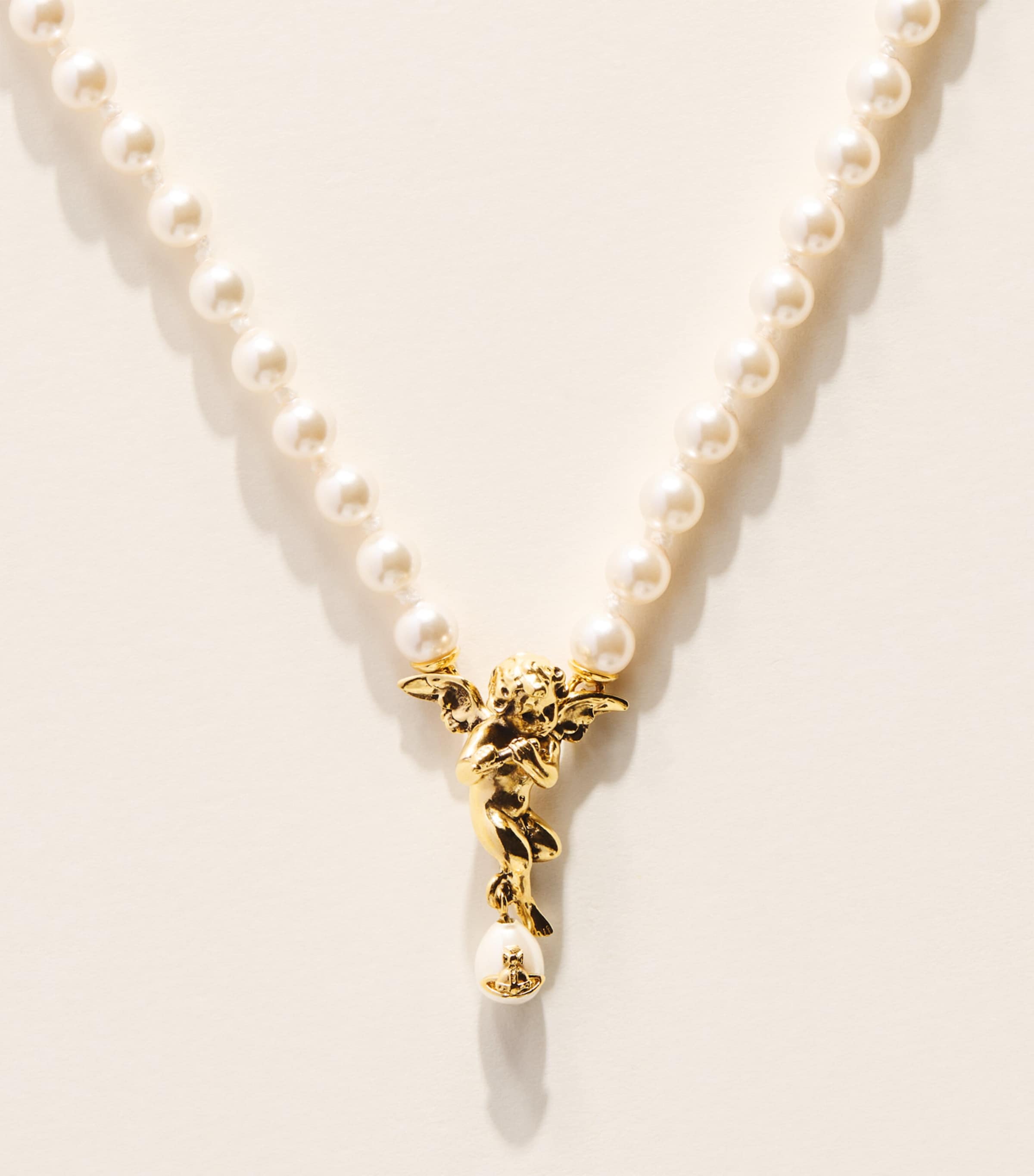 Vivienne Westwood Faux Pearl Putti Choker Gold/crmrse