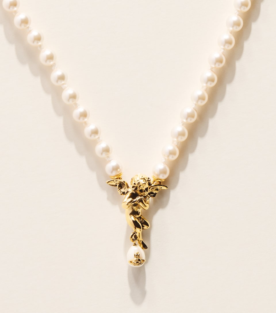 Vivienne Westwood Faux Pearl Putti Choker Gold/crmrse