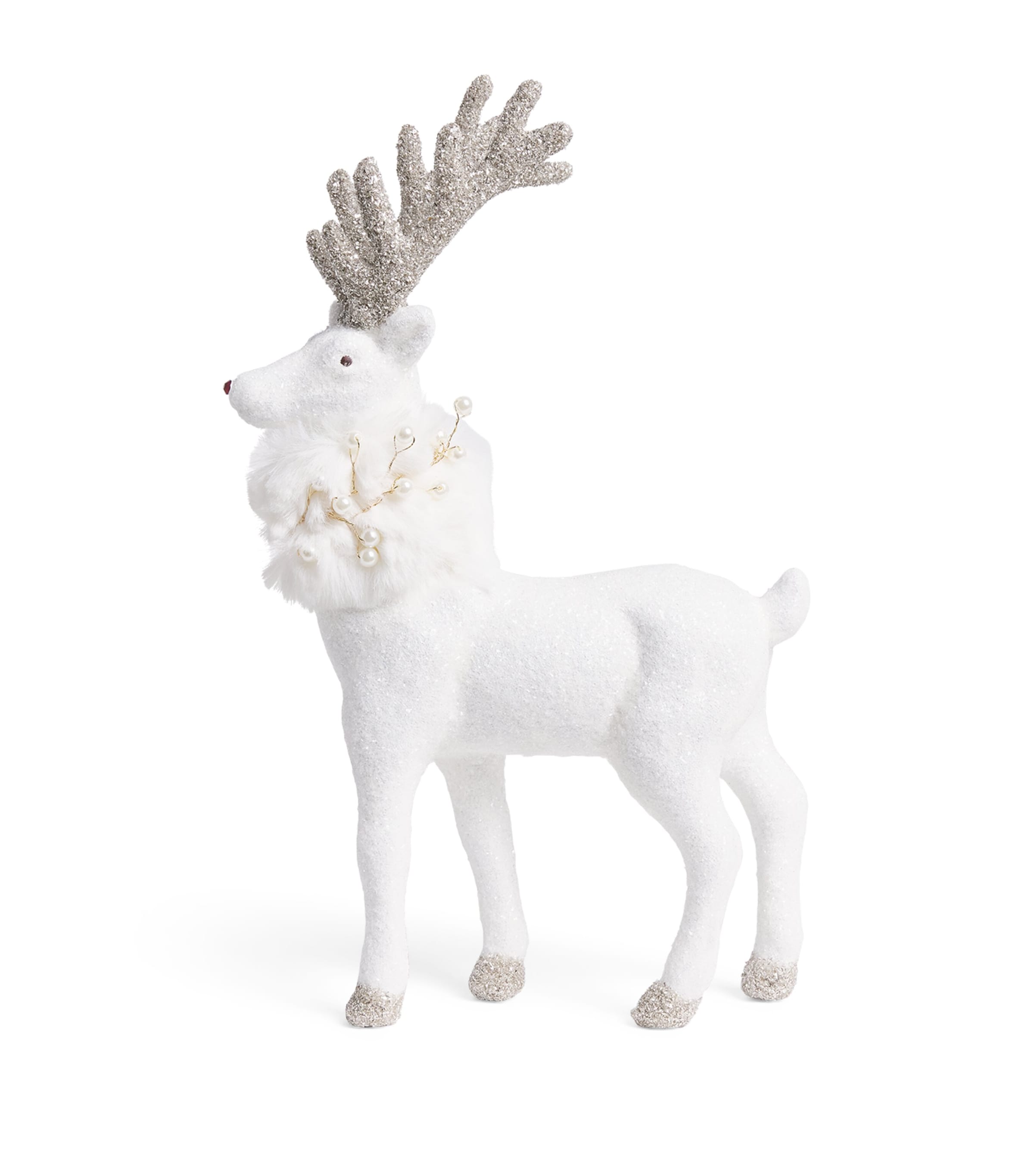 Harrods Glitter Prancer Reindeer Ornament White