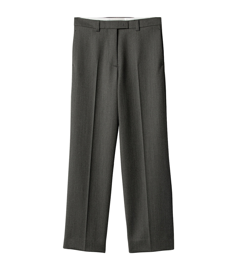 Miu Miu Womens Wool Straight Trousers Grey